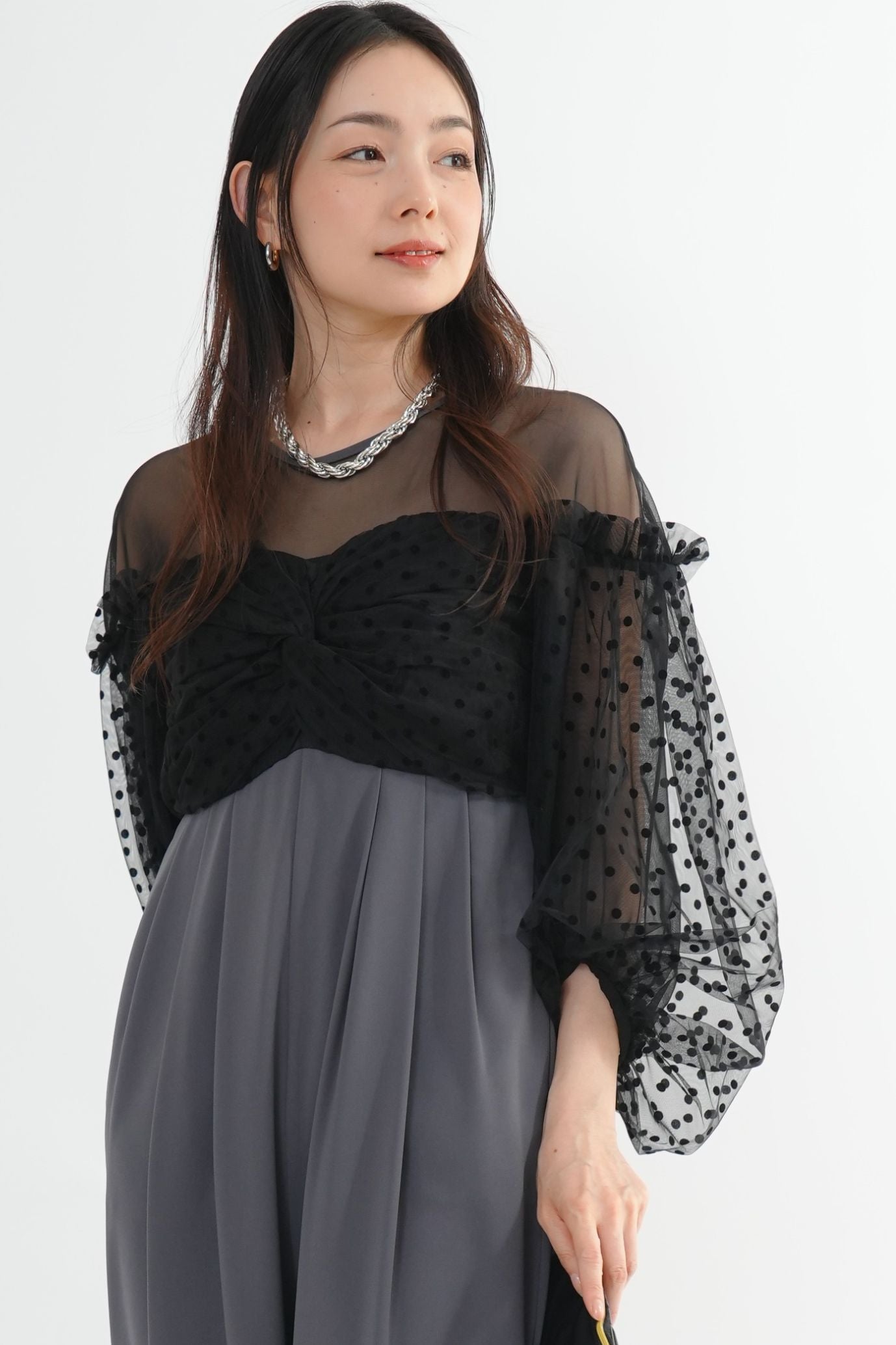 <50%OFF>フロッキードットパンツドレス