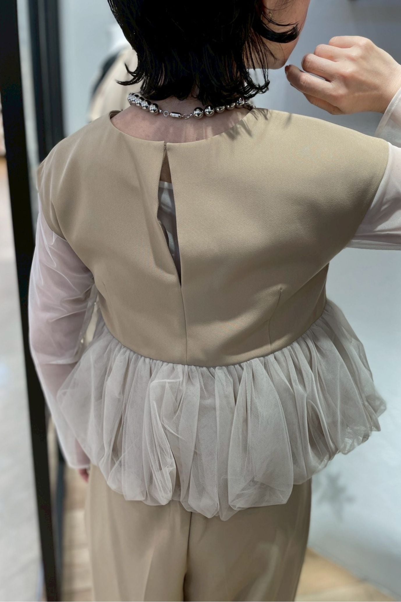 ペプラムチュールパンツドレス<3pcs SET>
