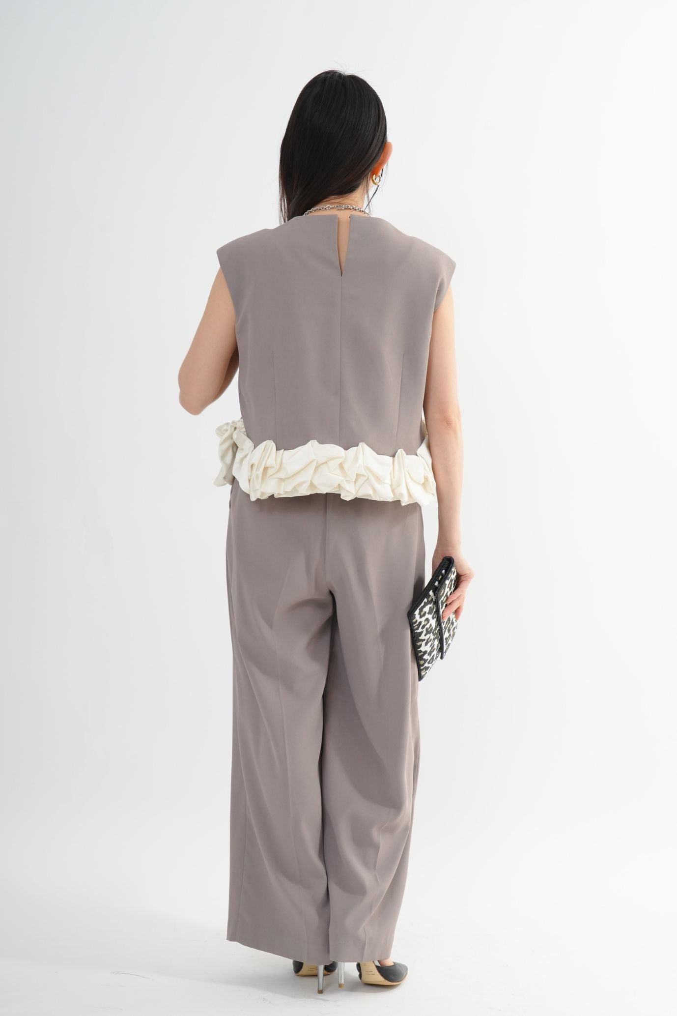サテンバルーンヘムパンツドレス<2pcs SET>