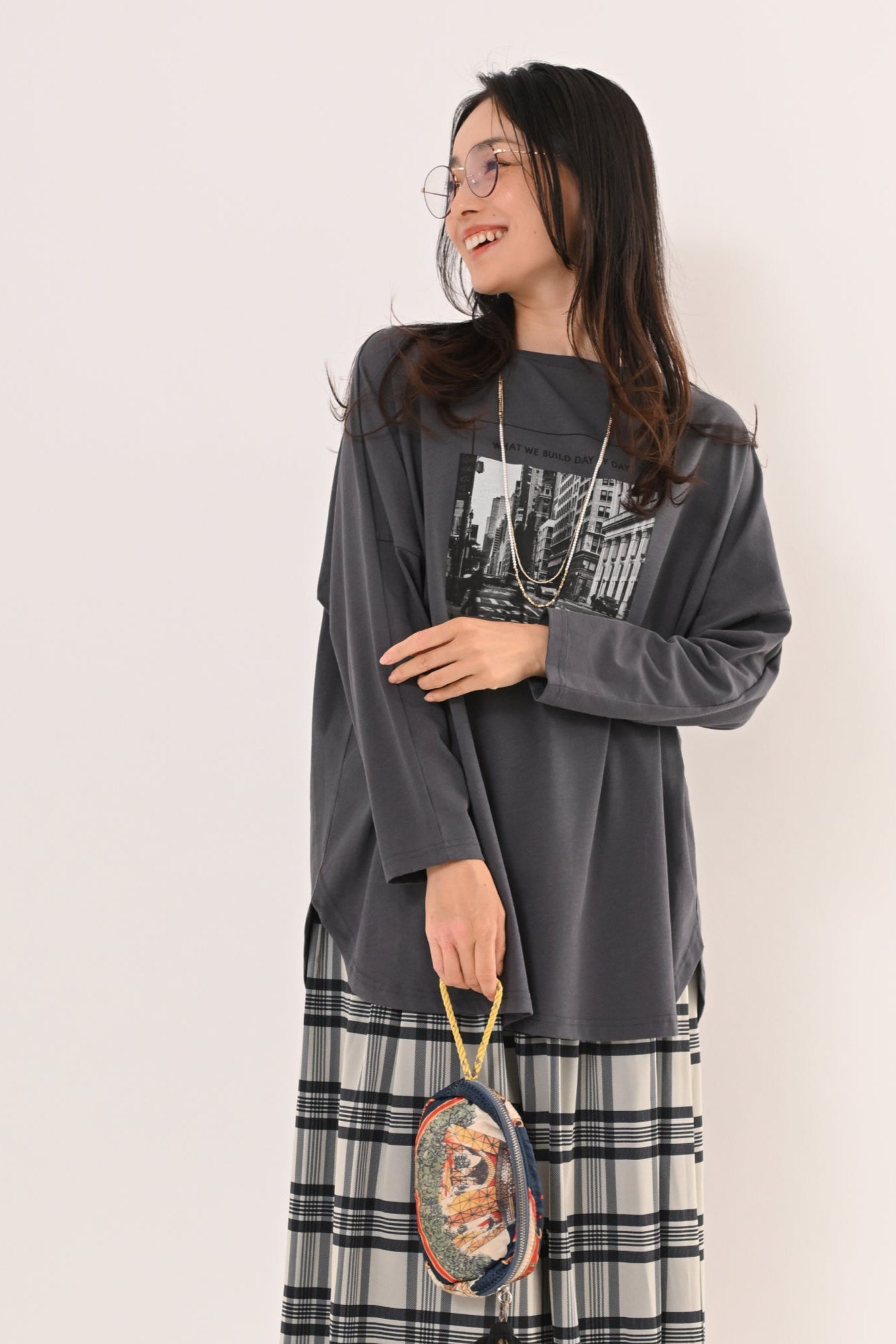 2WAYビルプリントTシャツ