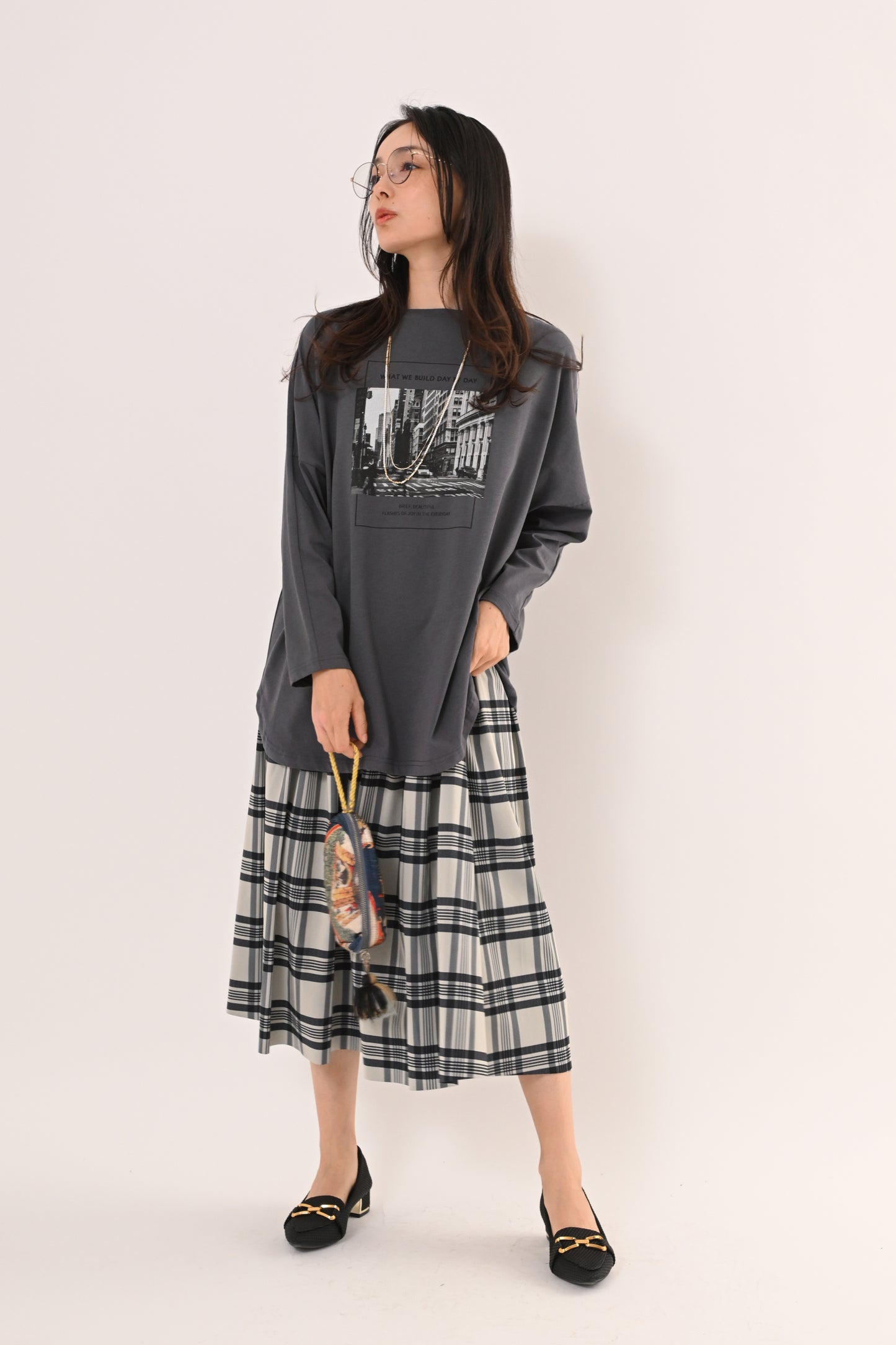 2WAYビルプリントTシャツ