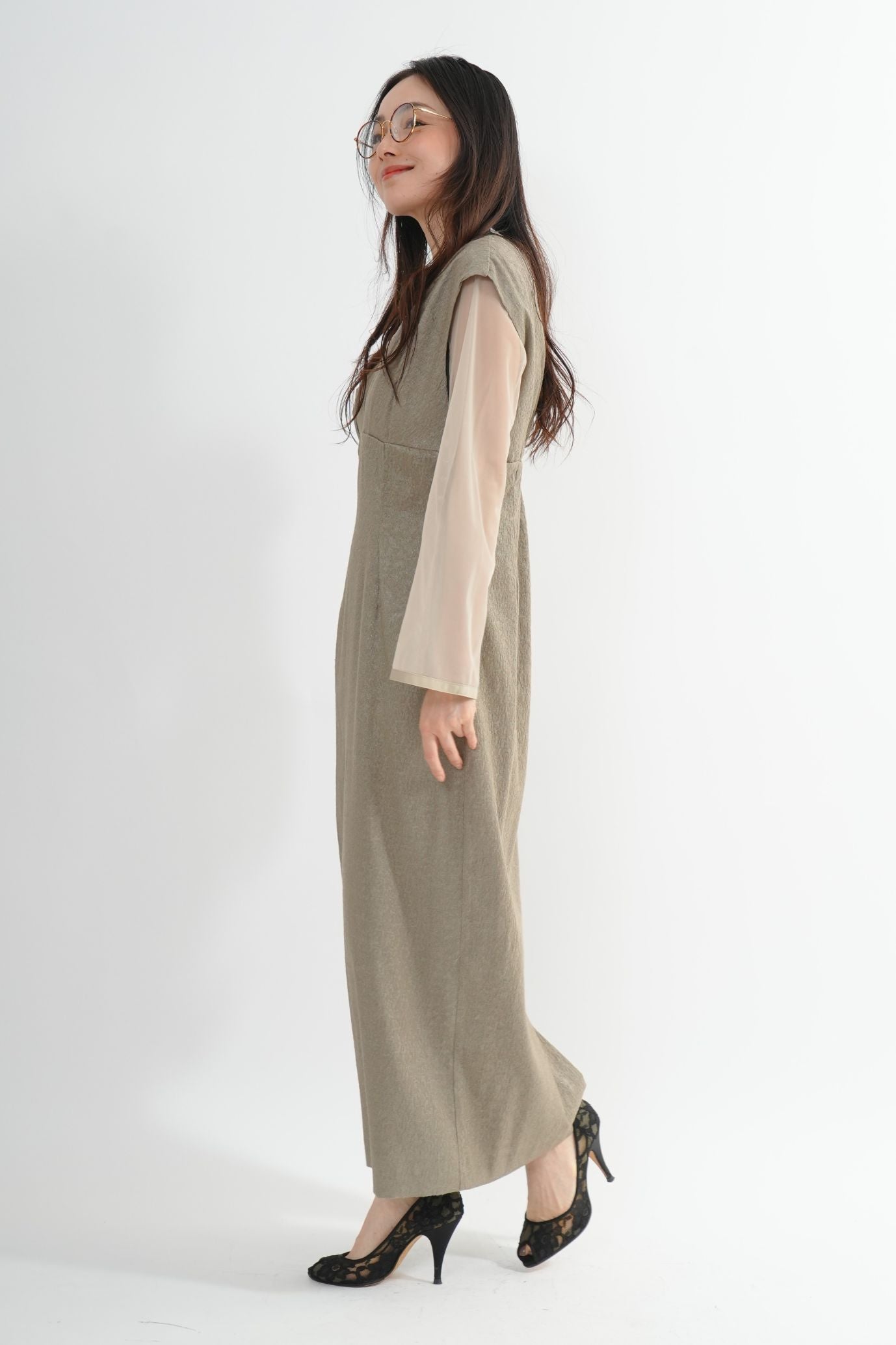 Vネックジャガードドレス<2pcs SET>