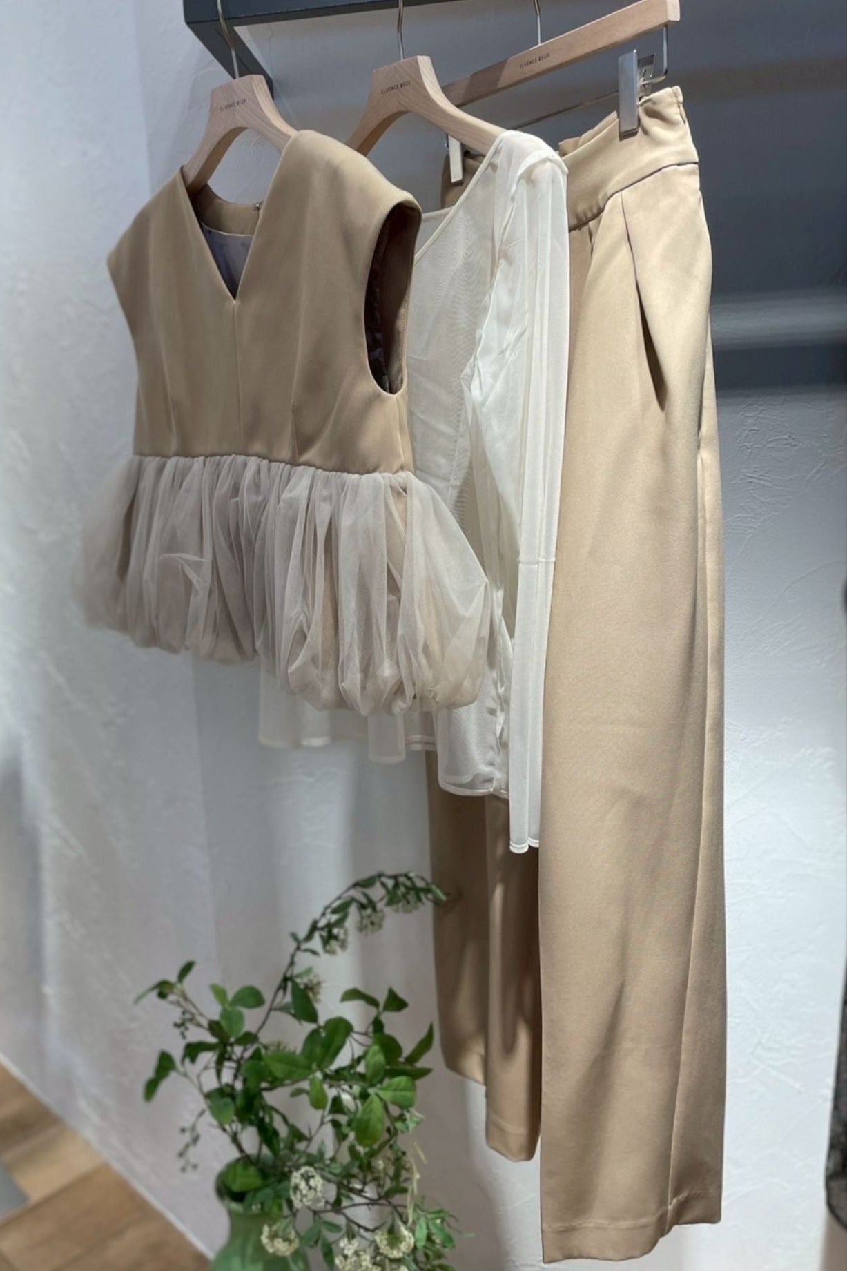 ペプラムチュールパンツドレス<3pcs SET>