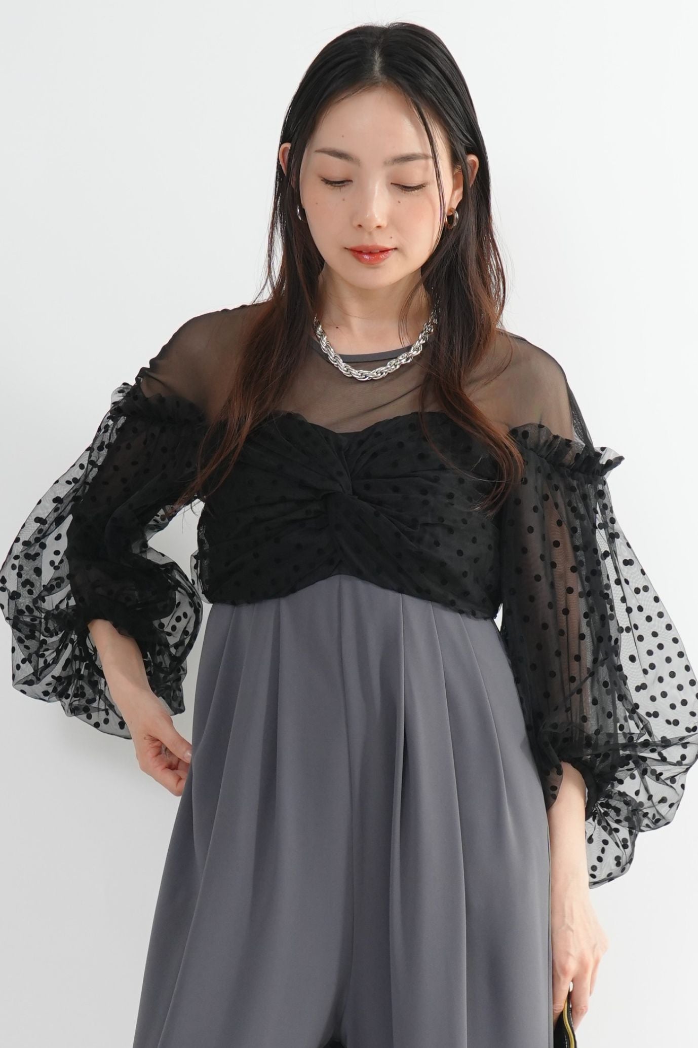 <50%OFF>フロッキードットパンツドレス