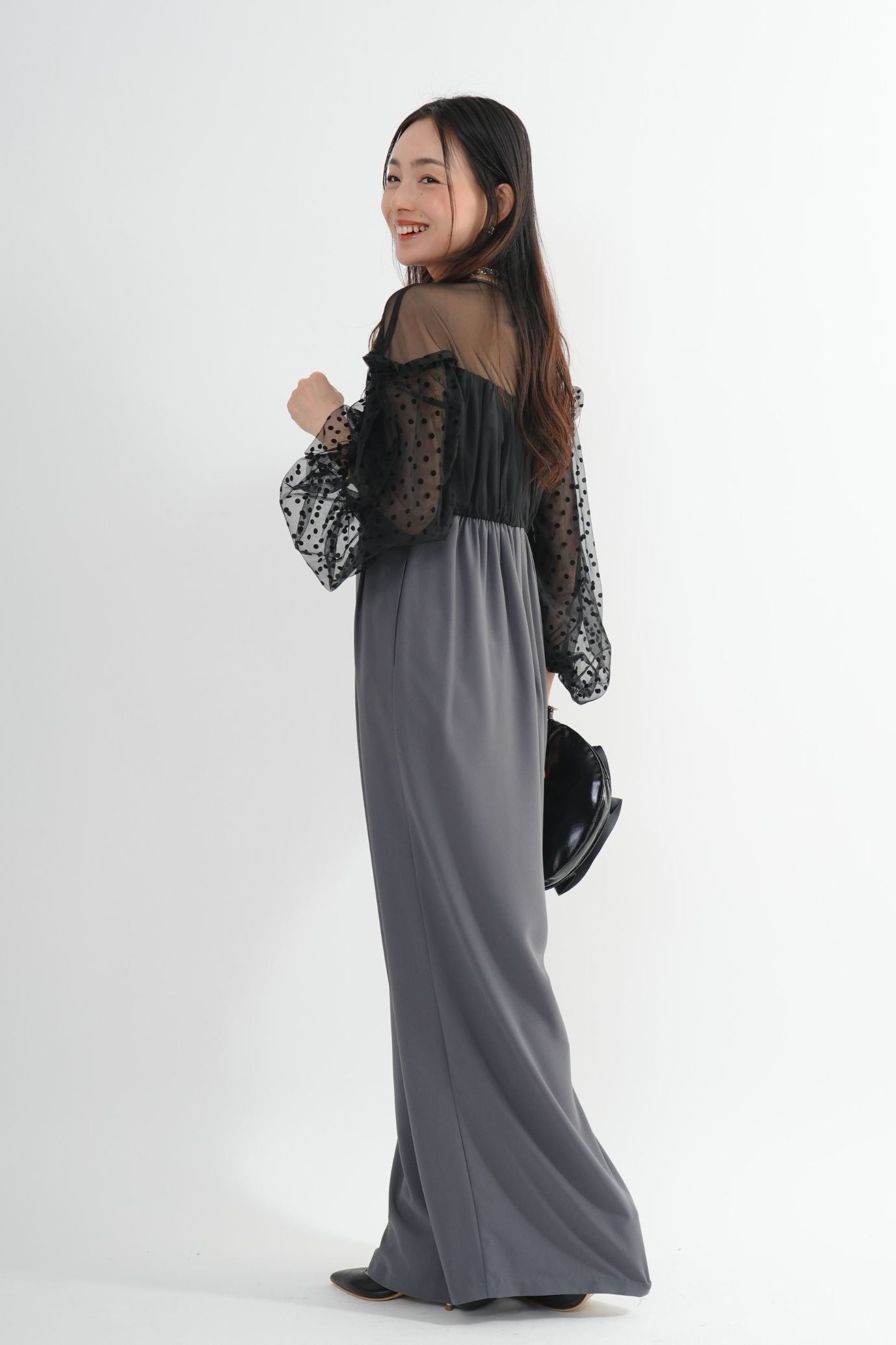 <50%OFF>フロッキードットパンツドレス