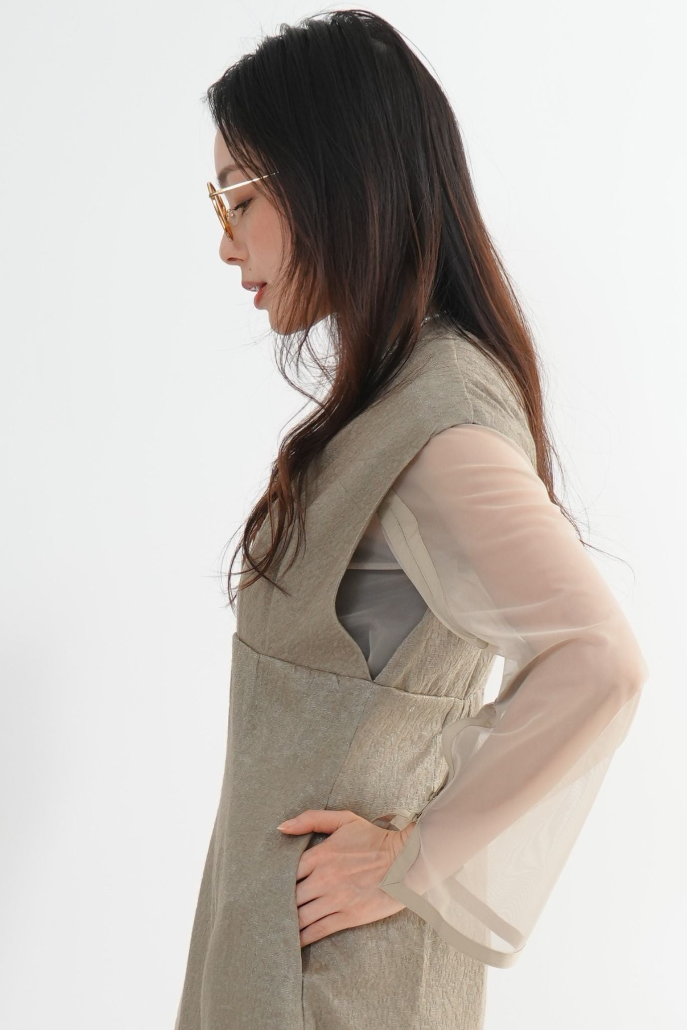 Vネックジャガードドレス<2pcs SET>