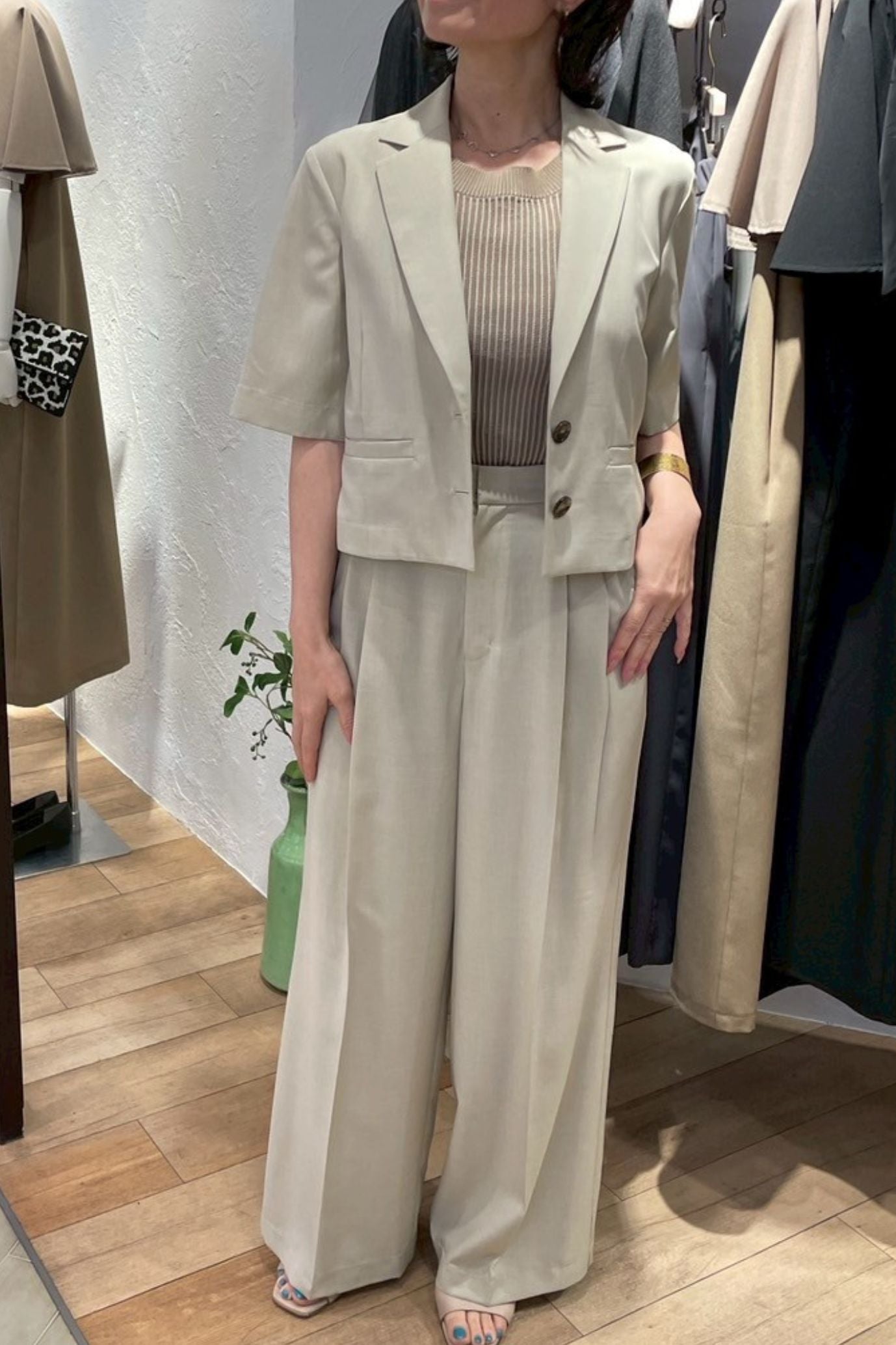 <50%OFF>シャンブレー半袖ジャケット