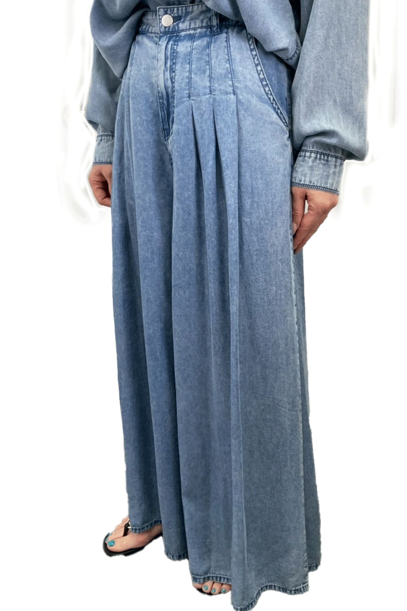 <6月上旬出荷予定>【NEW】バイオシルクデニムワイドパンツ