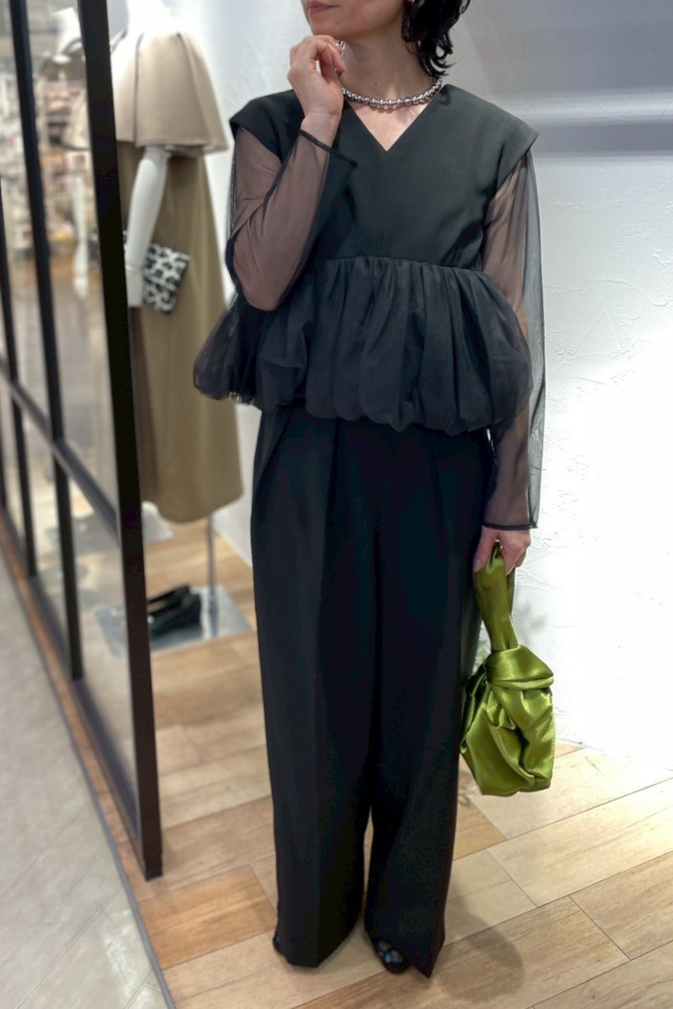 ペプラムチュールパンツドレス<3pcs SET>