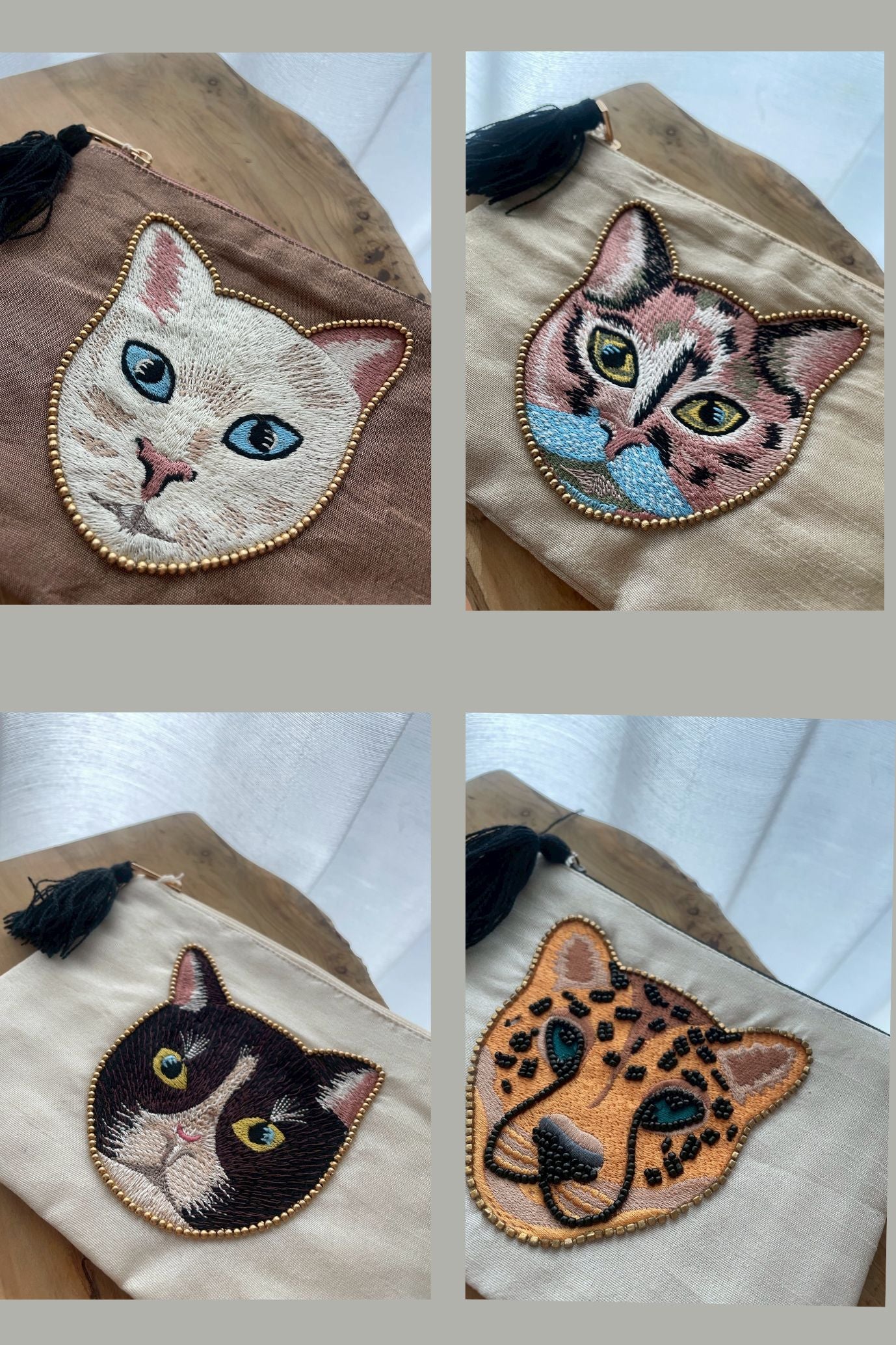 アニマル刺繍ポーチ キャット