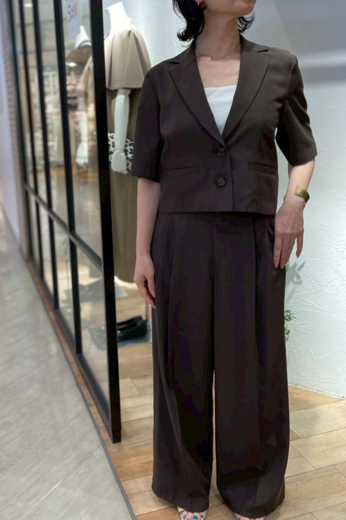 <50%OFF>シャンブレー半袖ジャケット