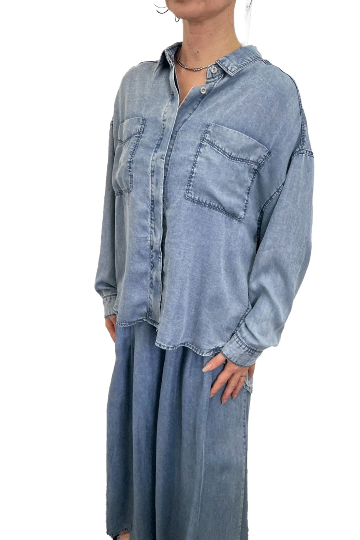 <6月上旬出荷予定>【NEW】バイオシルクデニムシャツ