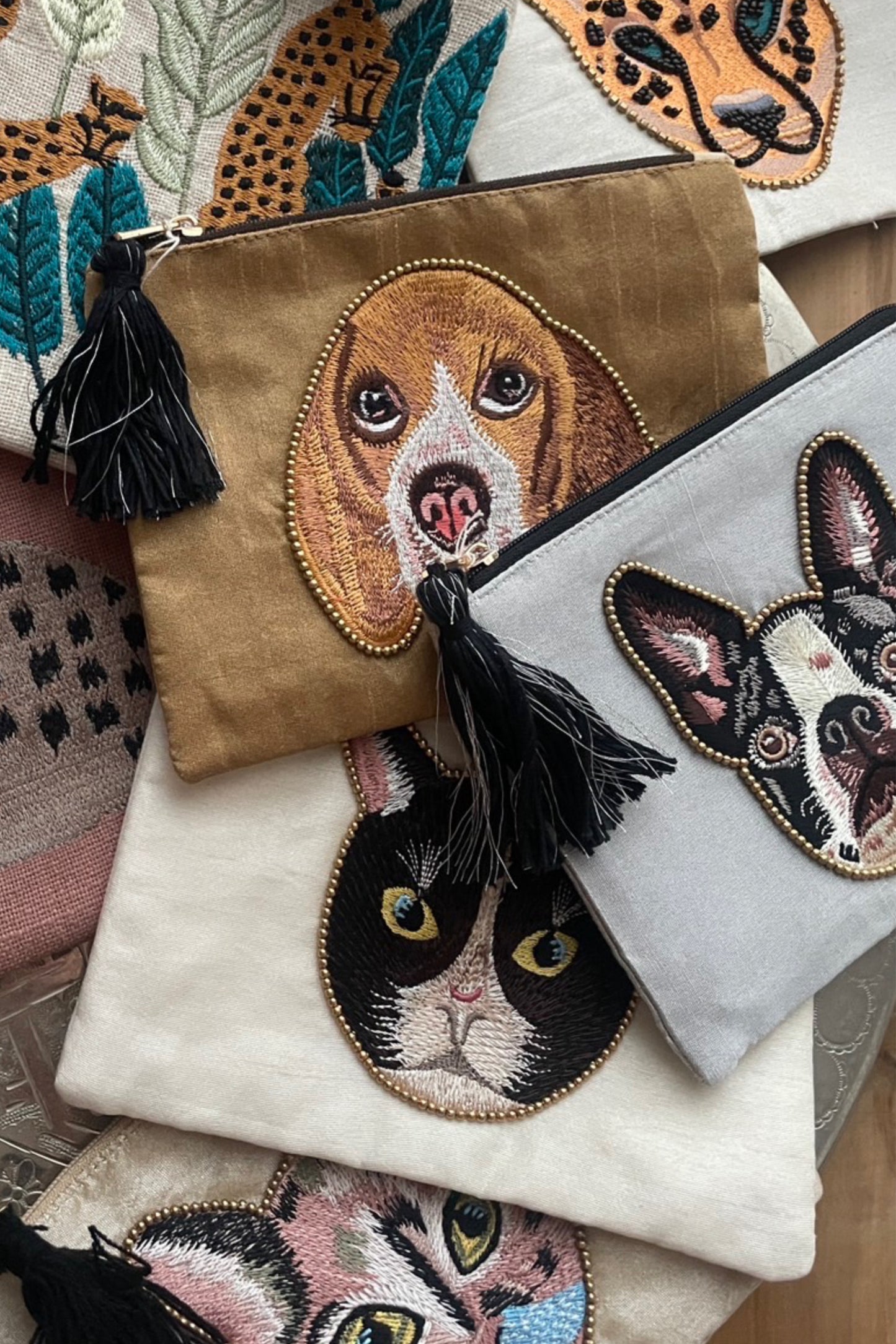 アニマル刺繍ポーチ キャット