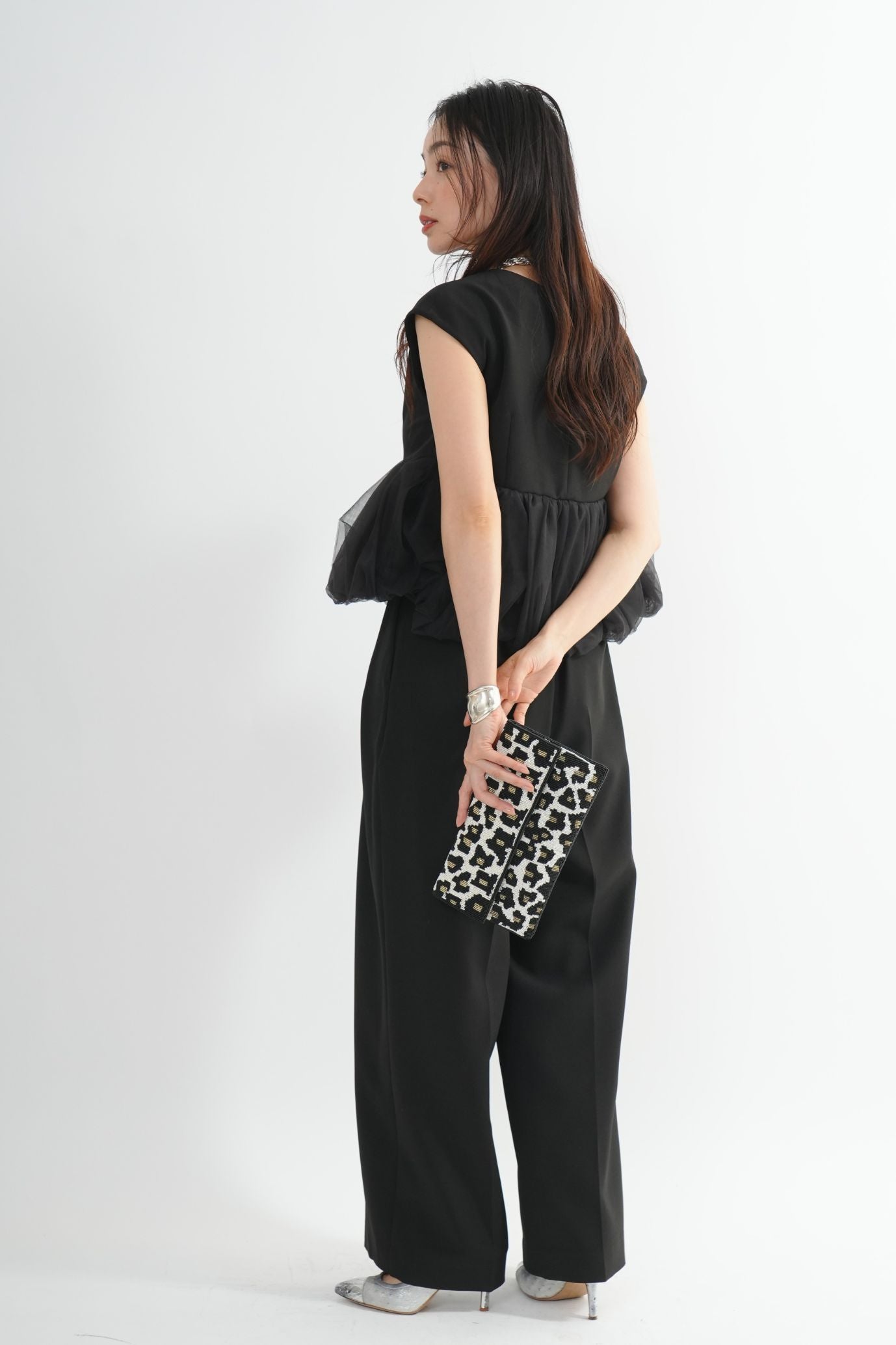ペプラムチュールパンツドレス<3pcs SET>