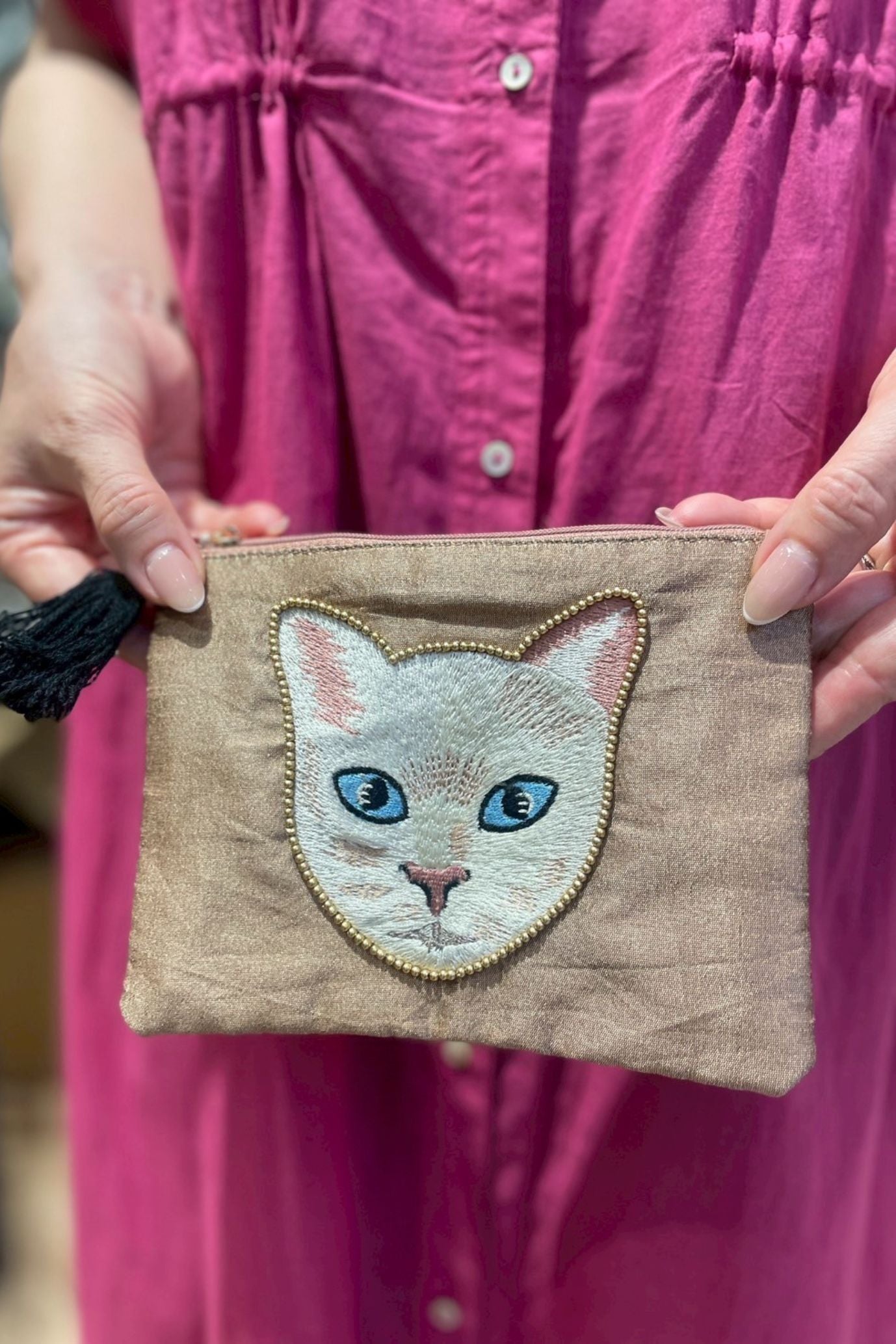 アニマル刺繍ポーチ キャット