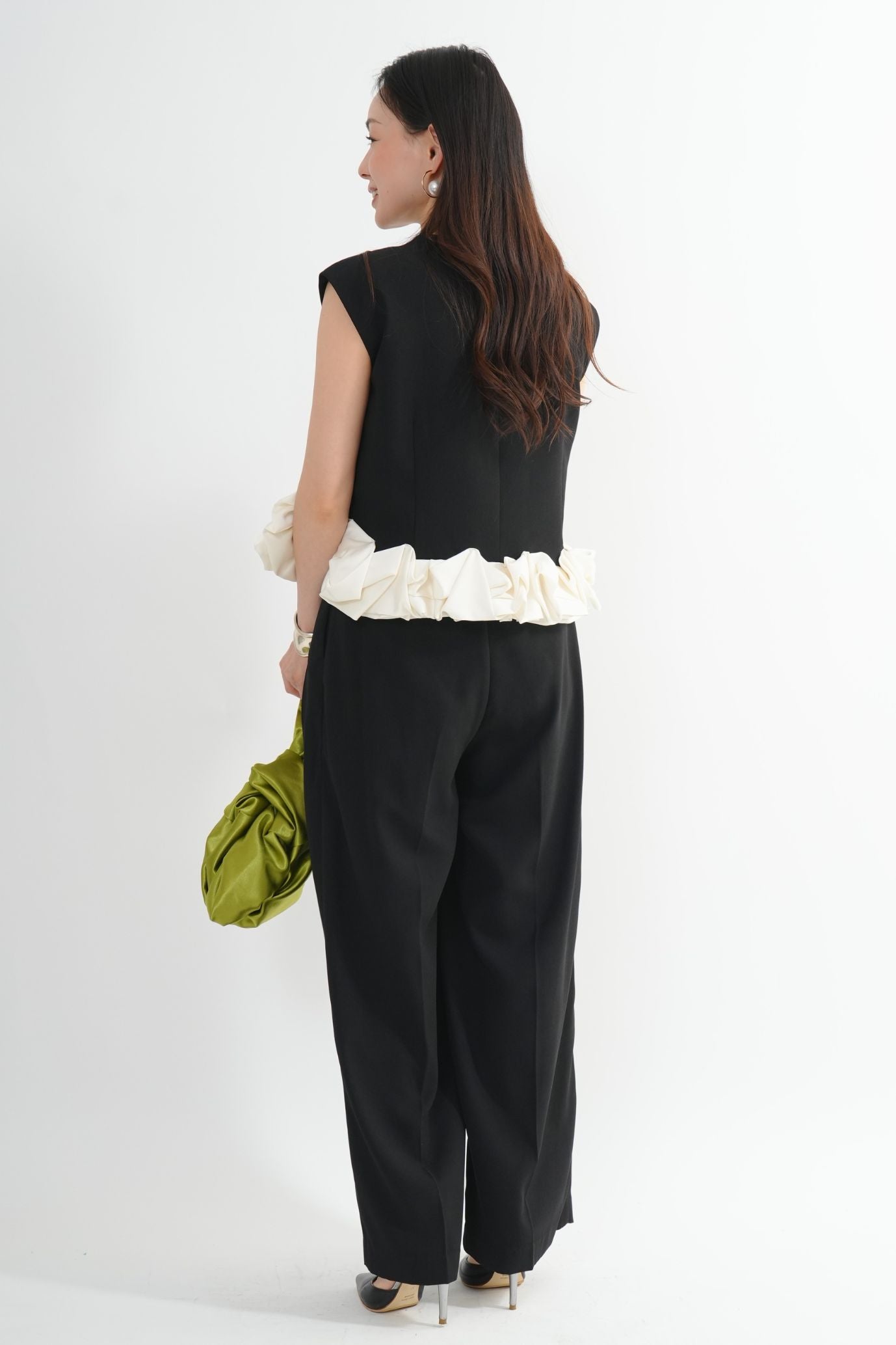 サテンバルーンヘムパンツドレス<2pcs SET>