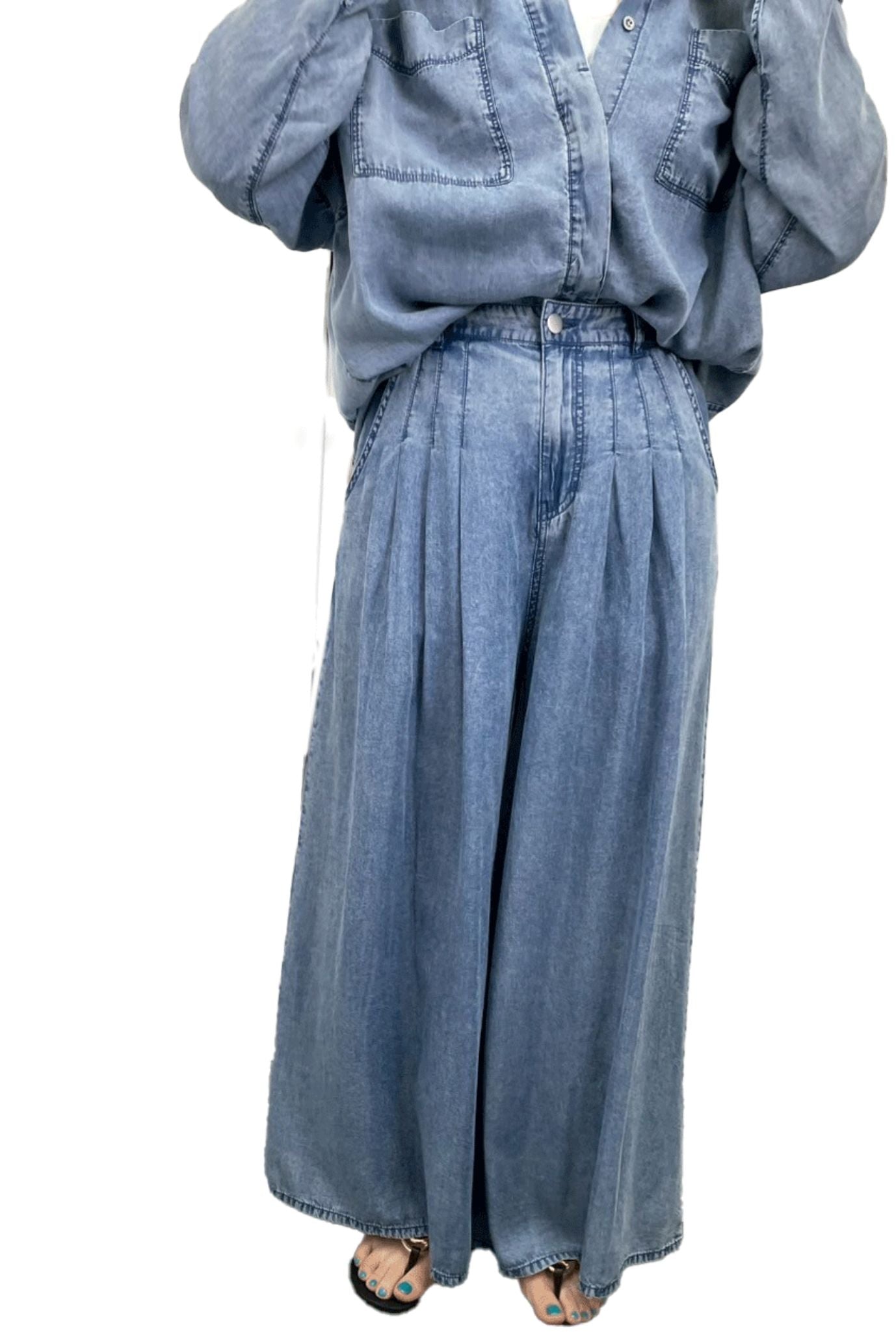 <6月上旬出荷予定>【NEW】バイオシルクデニムワイドパンツ