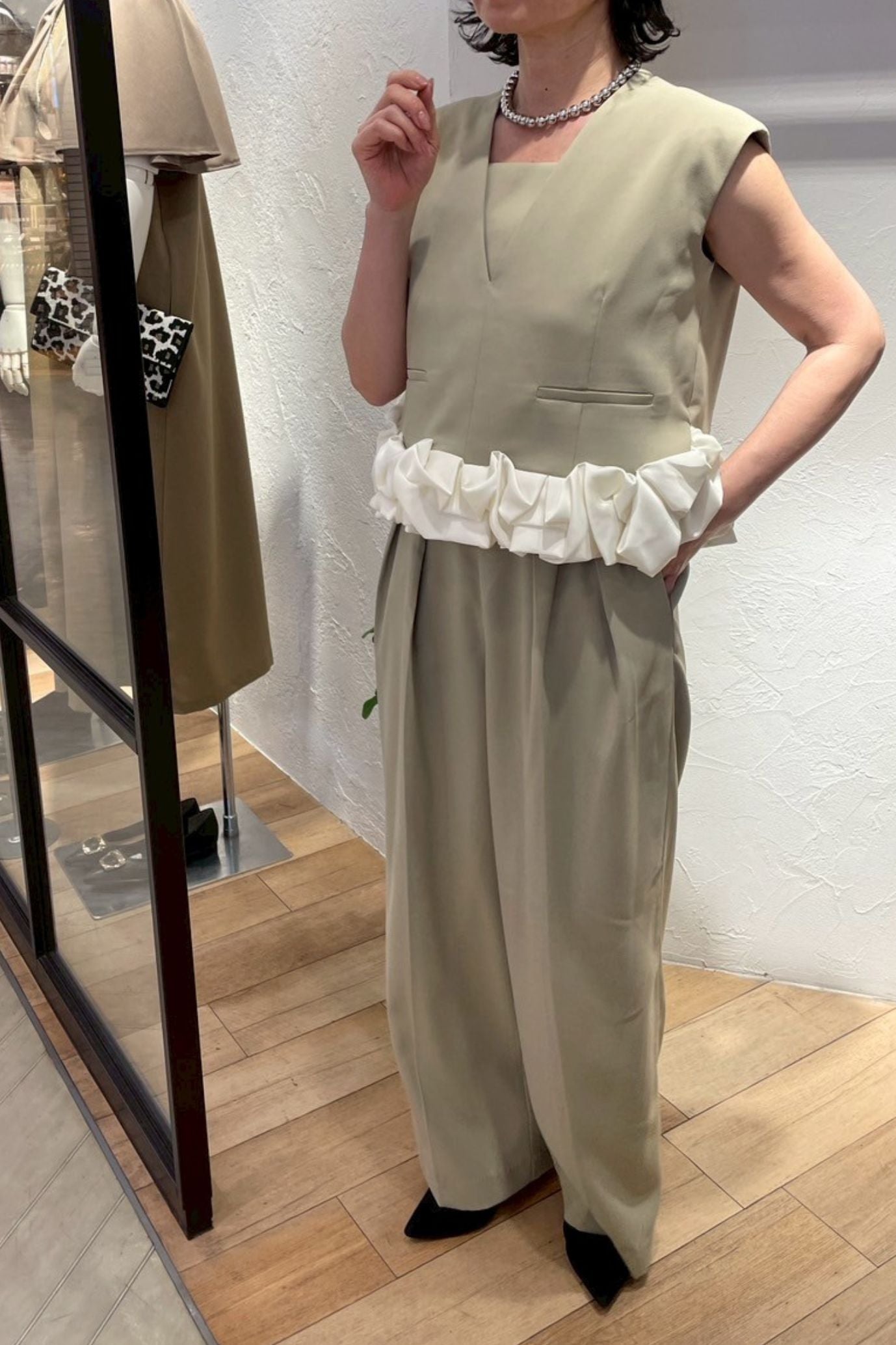 サテンバルーンヘムパンツドレス<2pcs SET>