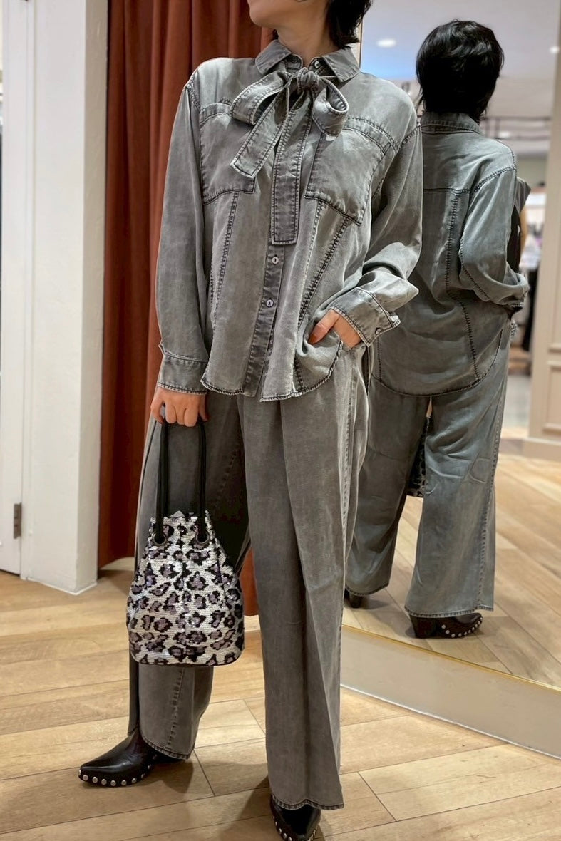 テンセルデニムボウタイシャツ