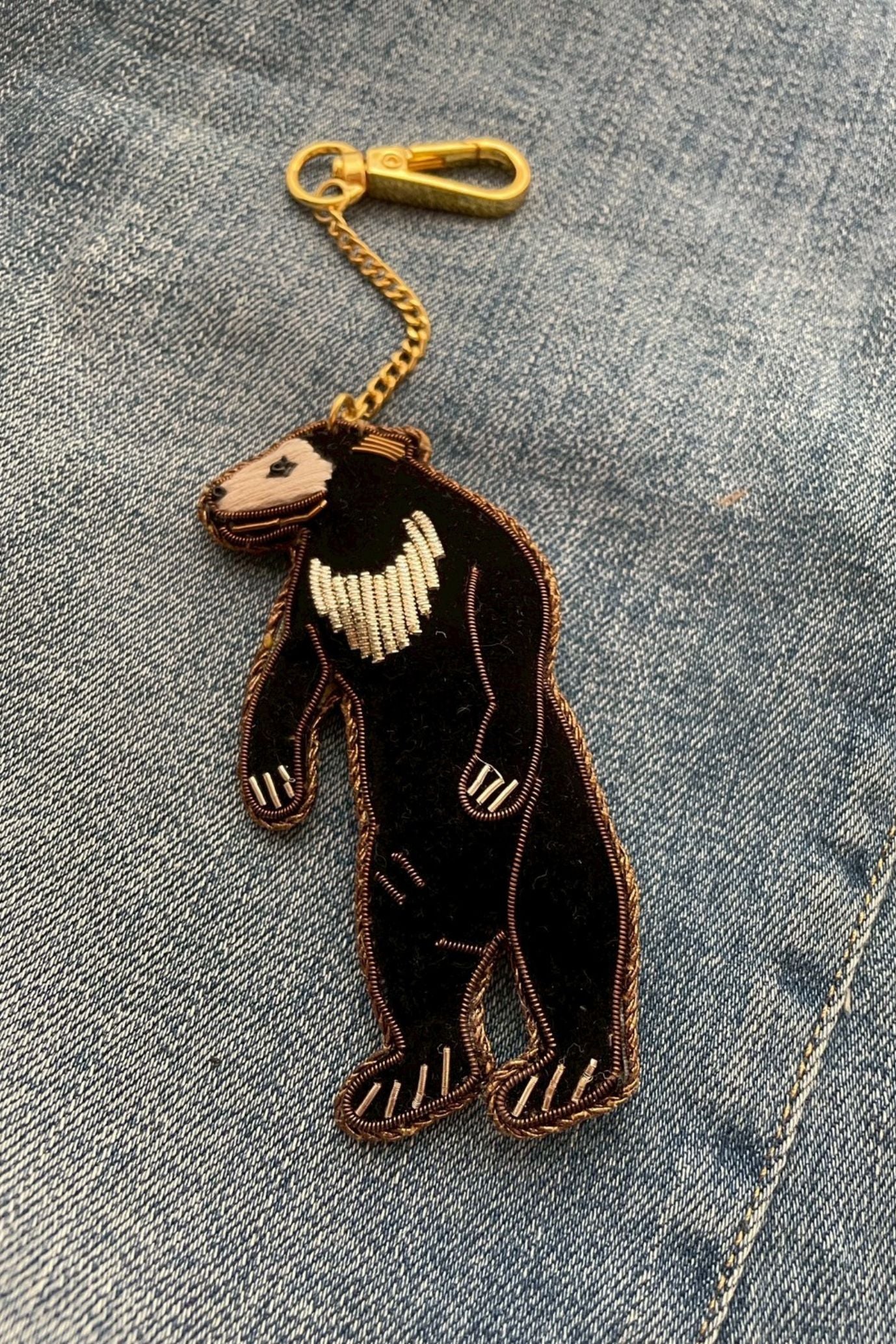 アニマル刺繍&ビーズキーホルダー