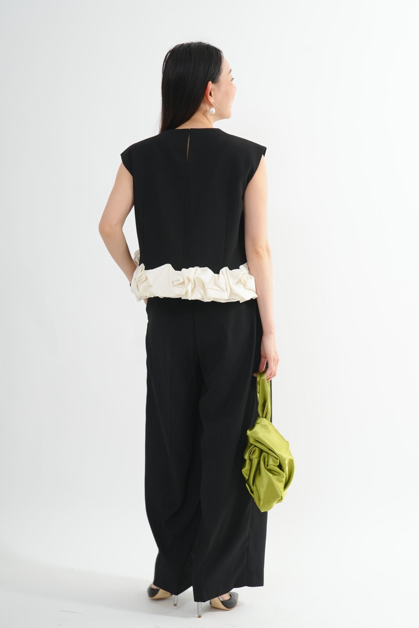 サテンバルーンヘムパンツドレス<2pcs SET>