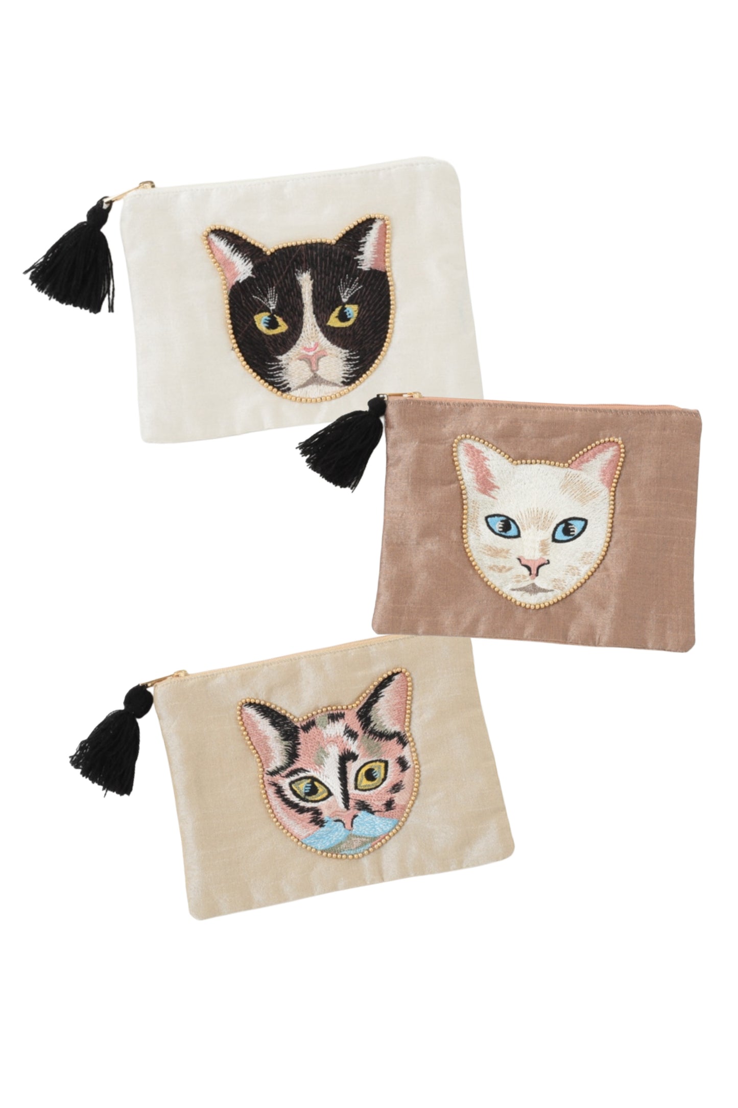 アニマル刺繍ポーチ キャット
