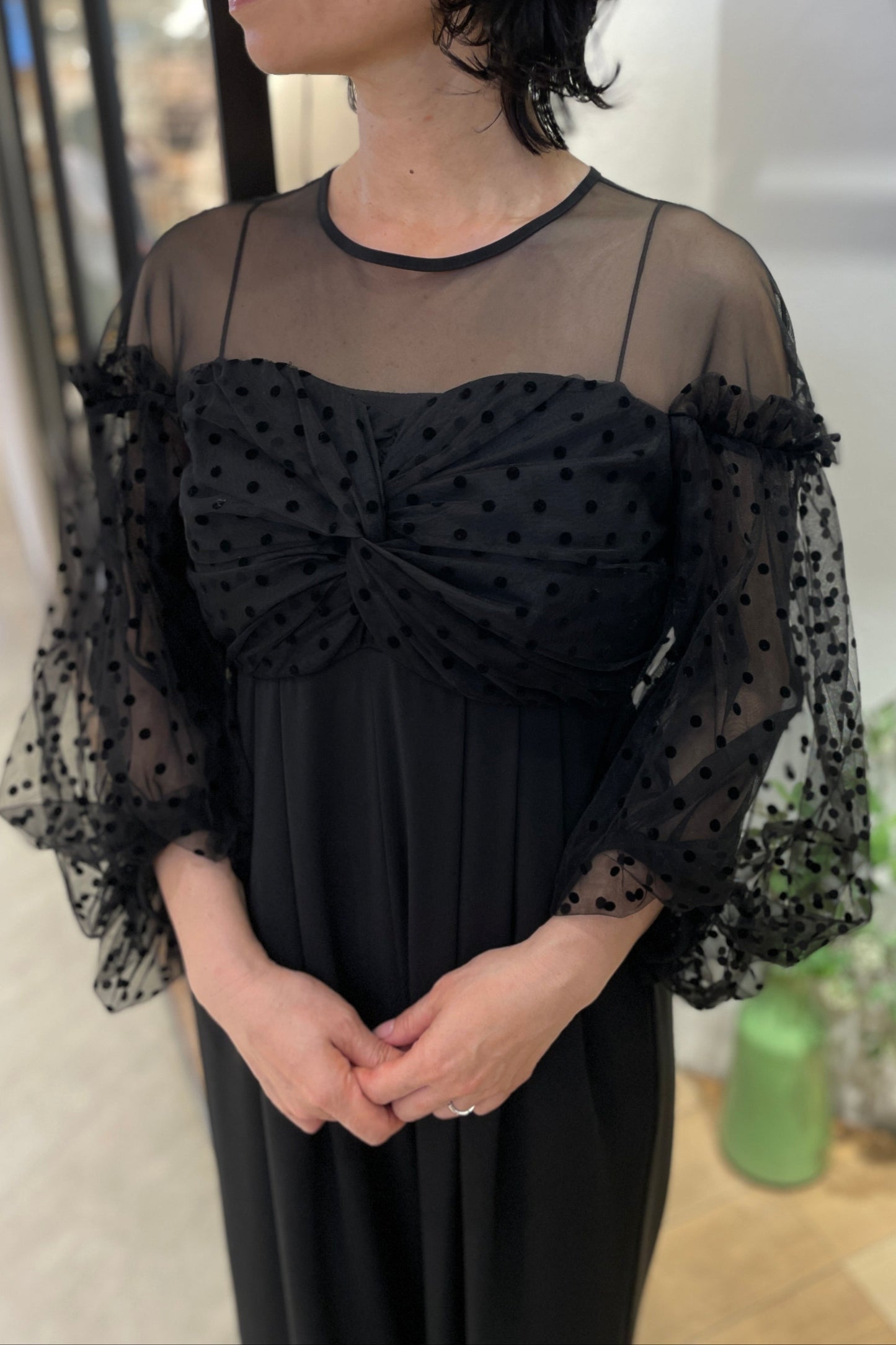 <50%OFF>フロッキードットパンツドレス