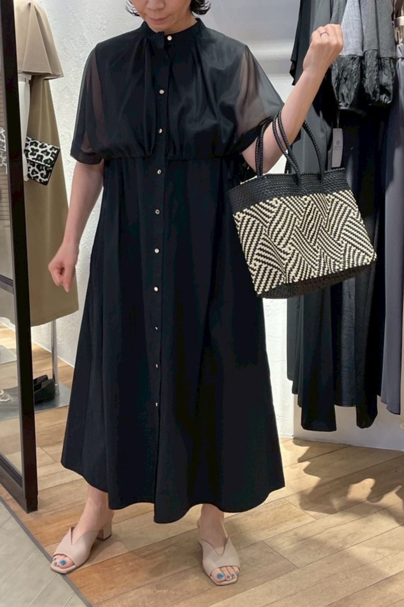 <30%OFF>シアーケープワンピース