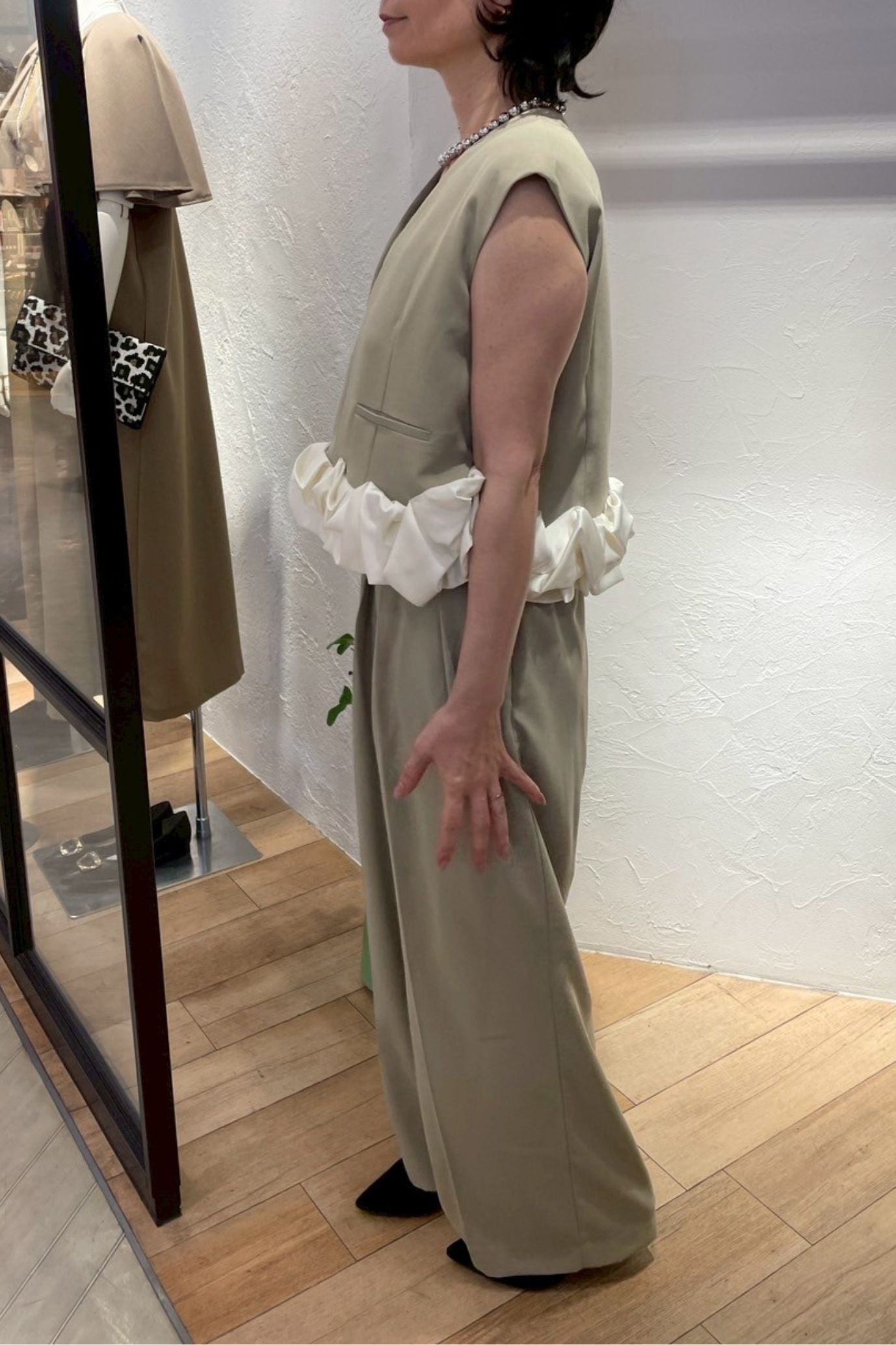 サテンバルーンヘムパンツドレス<2pcs SET>