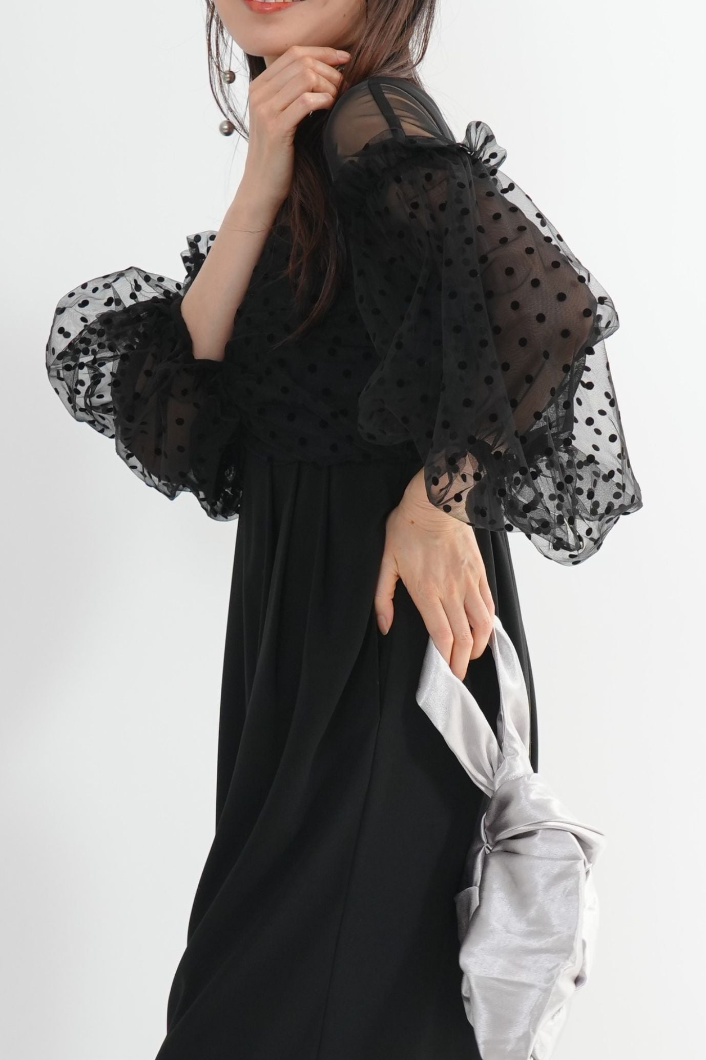 <50%OFF>フロッキードットパンツドレス
