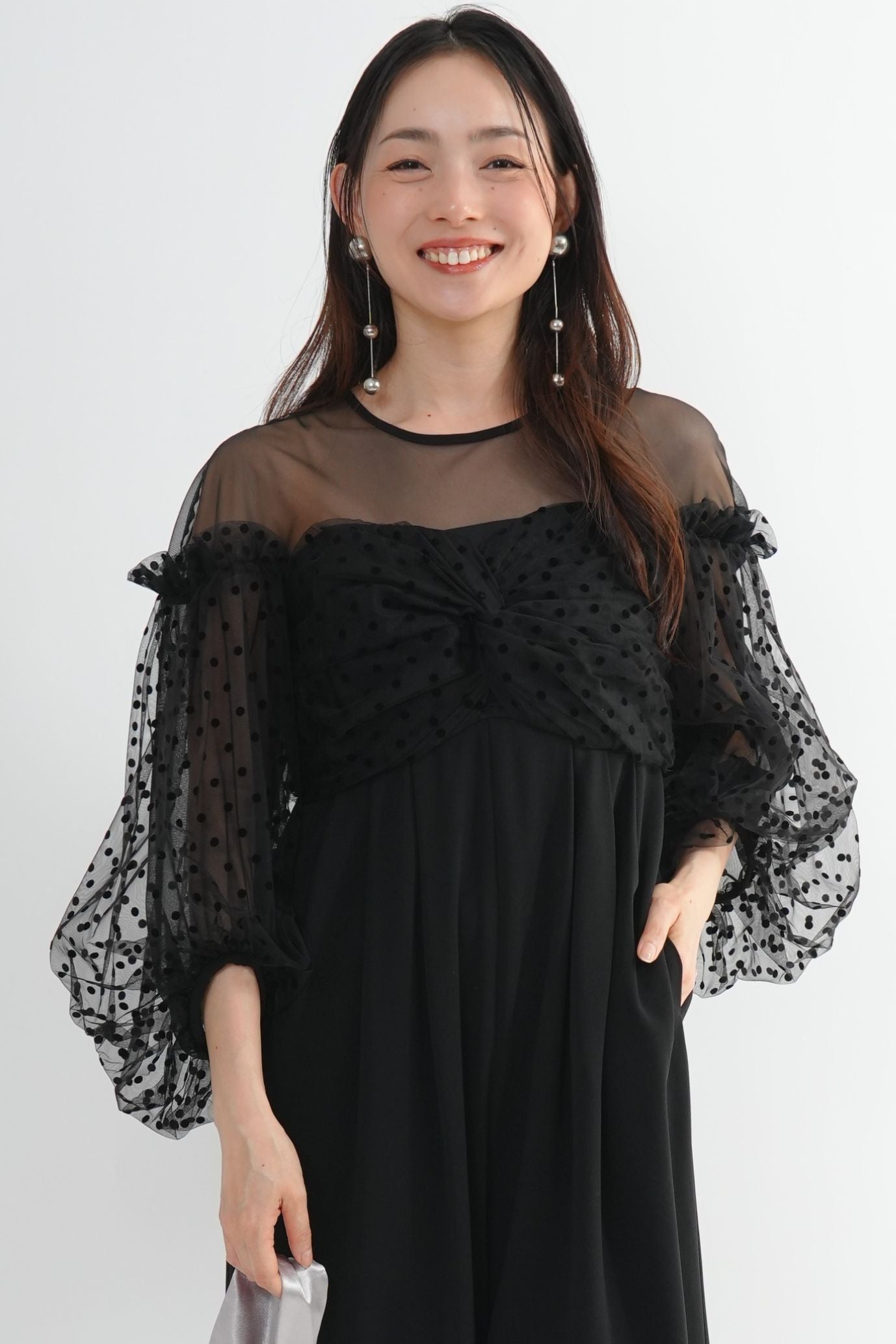 <50%OFF>フロッキードットパンツドレス