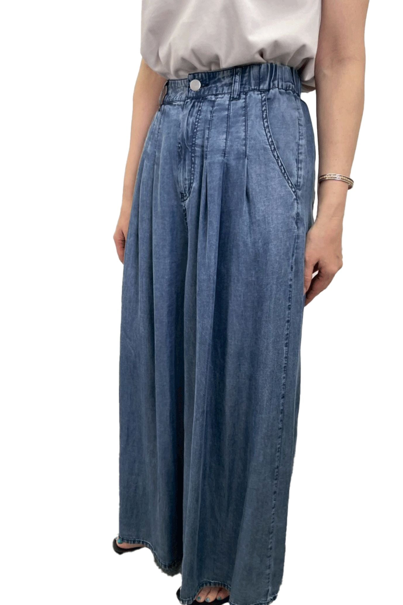 <6月上旬出荷予定>【NEW】バイオシルクデニムワイドパンツ
