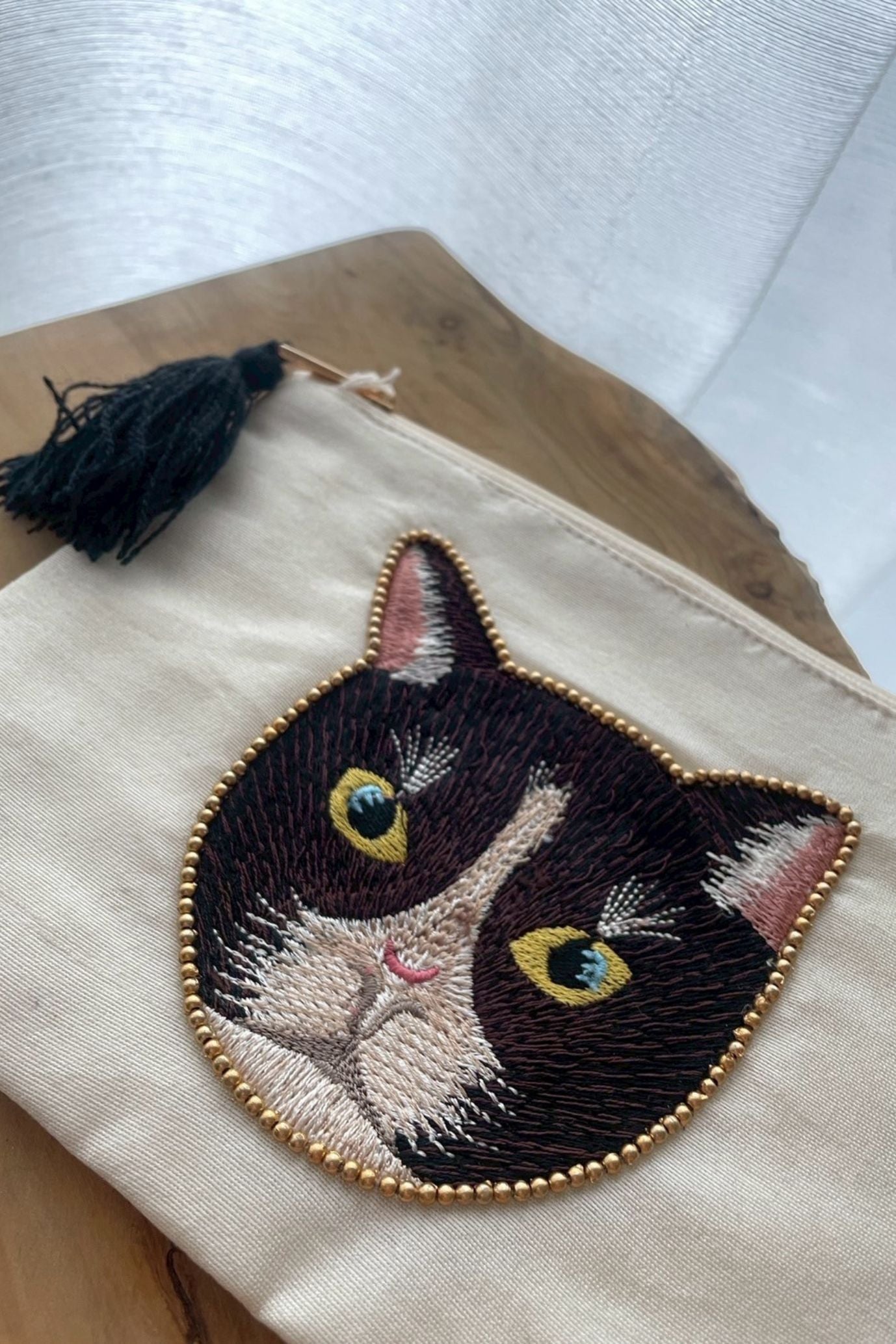 アニマル刺繍ポーチ キャット