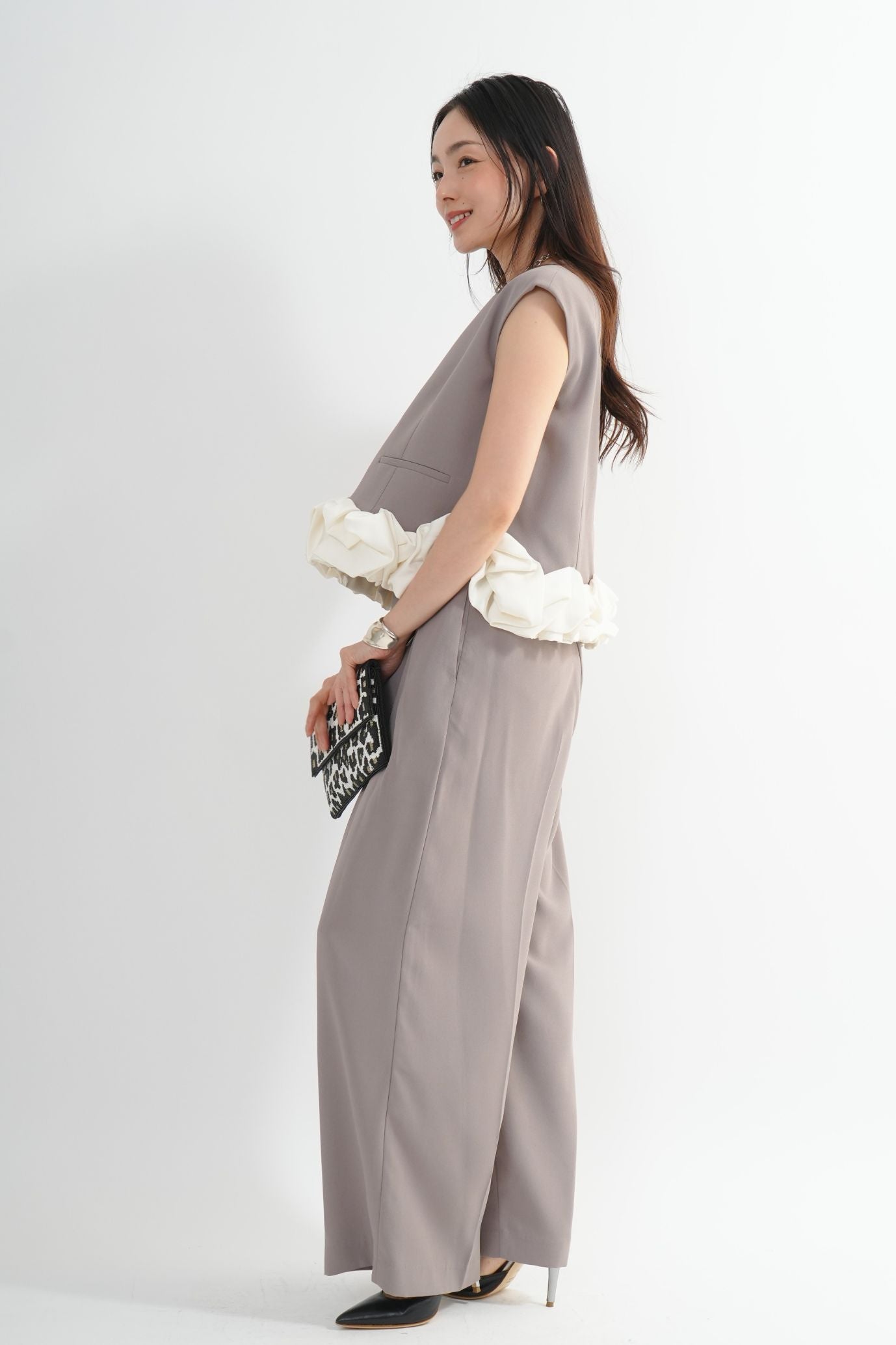 サテンバルーンヘムパンツドレス<2pcs SET>