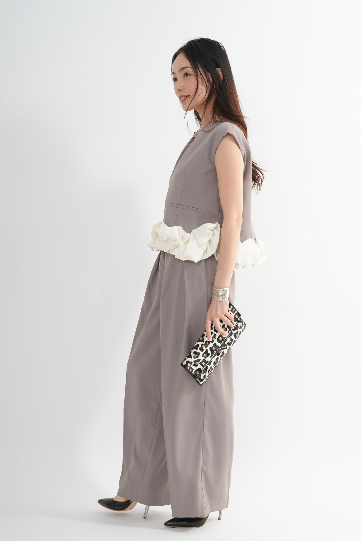 サテンバルーンヘムパンツドレス<2pcs SET>