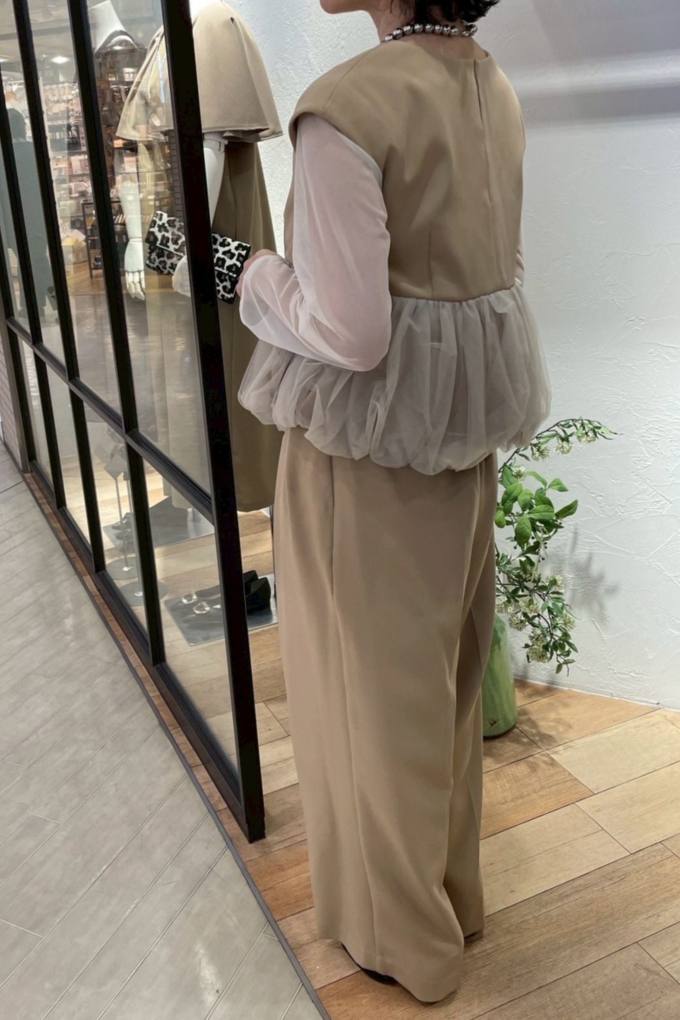 ペプラムチュールパンツドレス<3pcs SET>