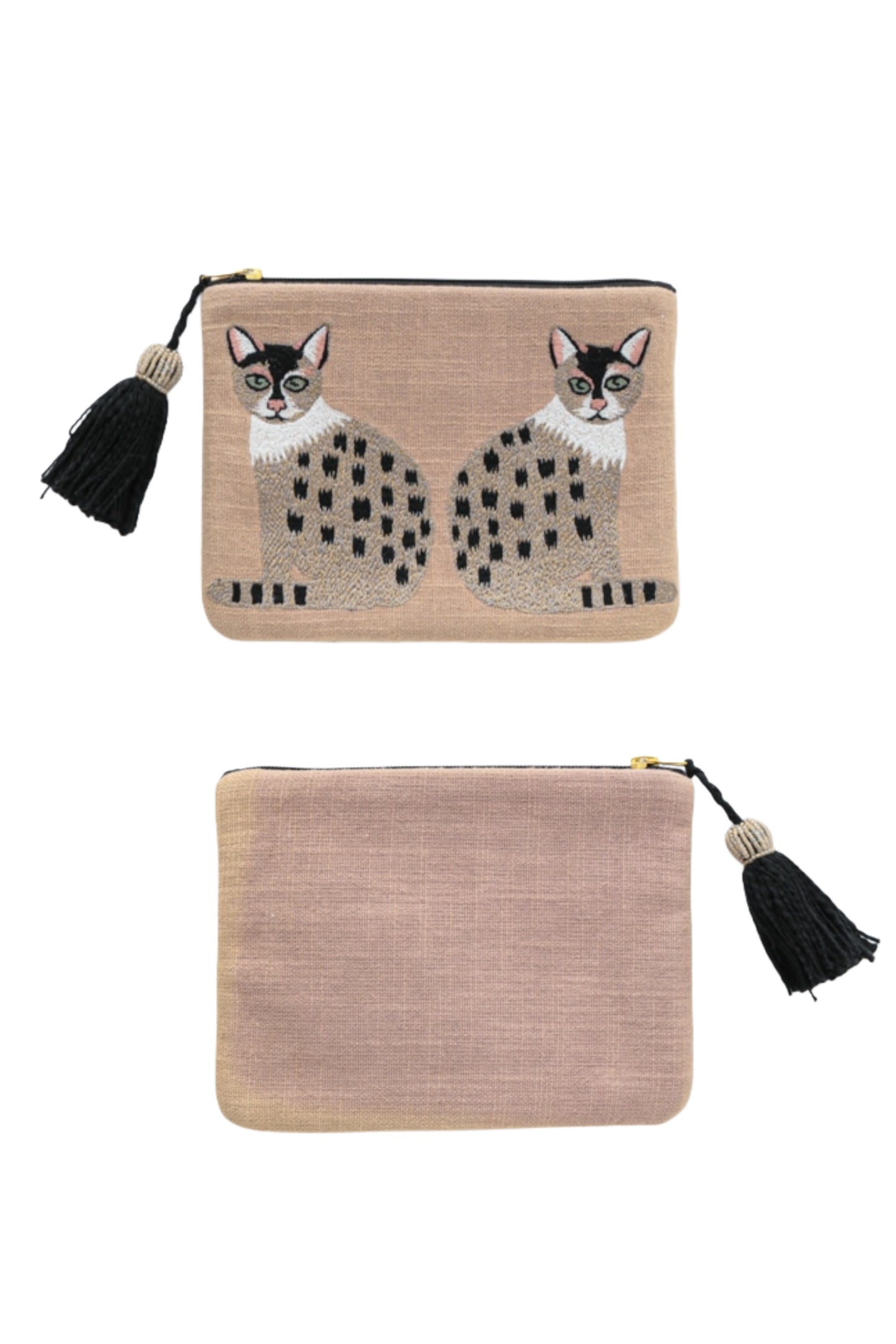 キャット*ドッグ刺繍ポーチ