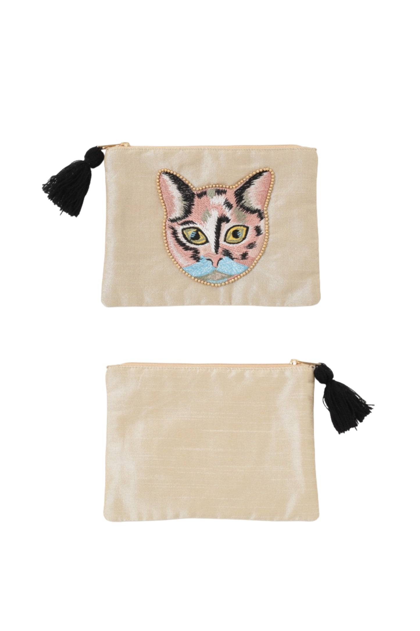 アニマル刺繍ポーチ キャット