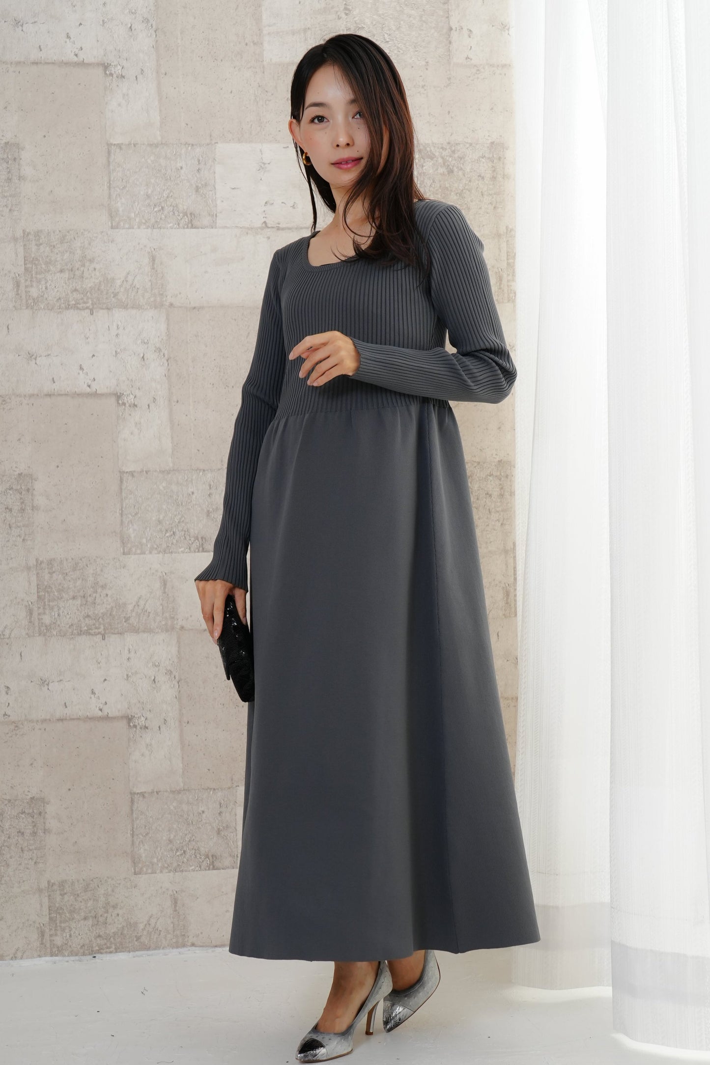 <20%OFF>リブニットワンピース