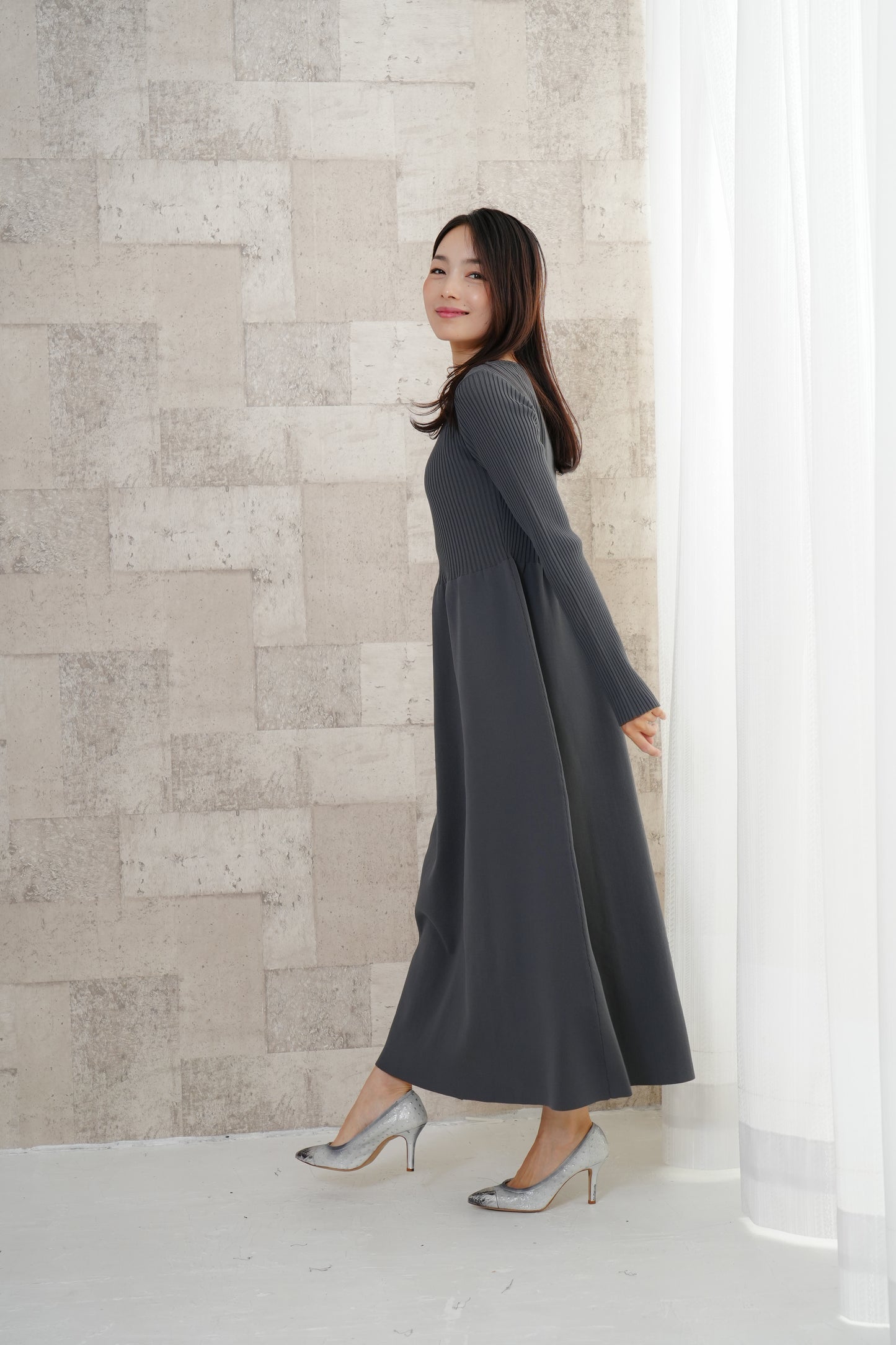<20%OFF>リブニットワンピース