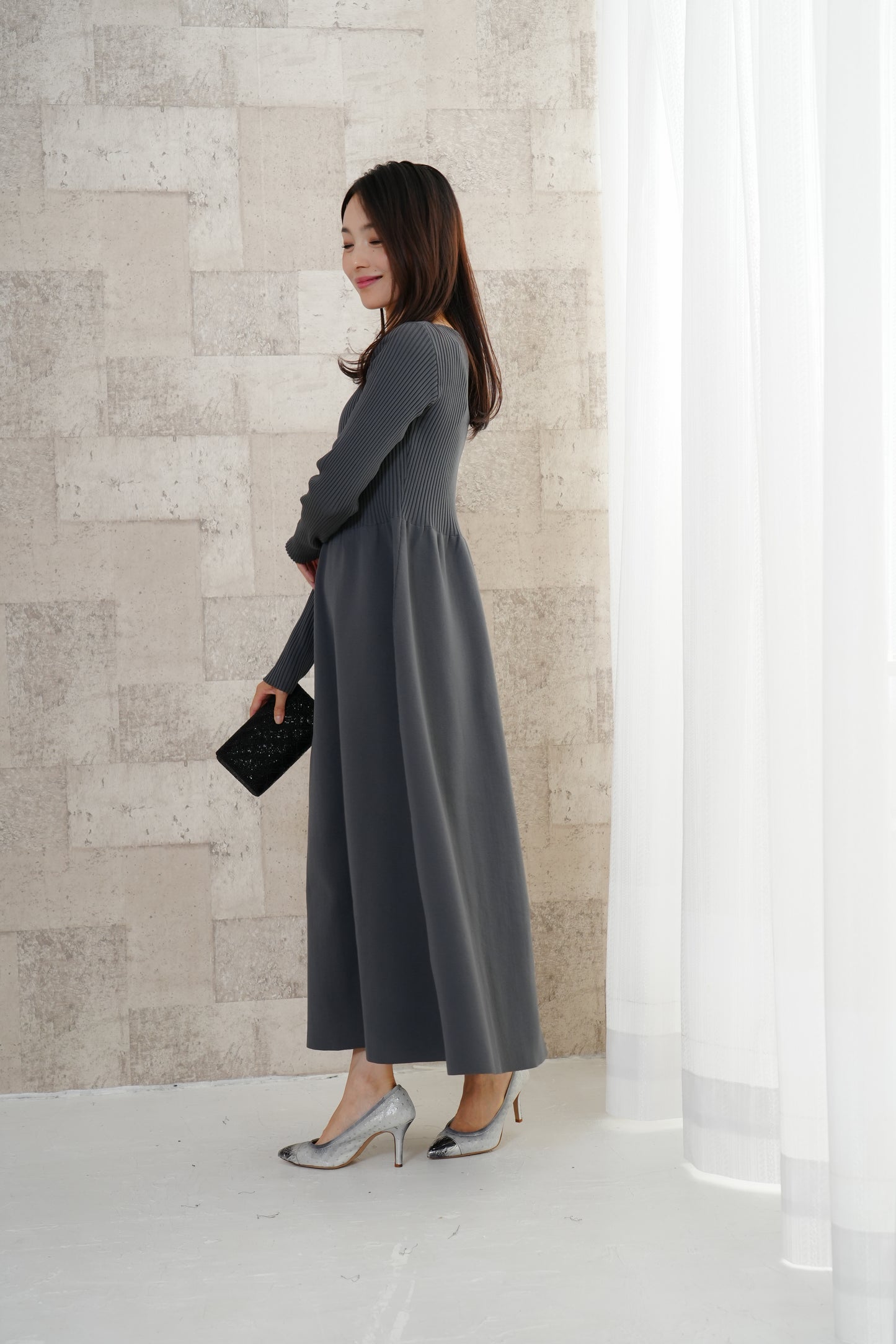 <20%OFF>リブニットワンピース