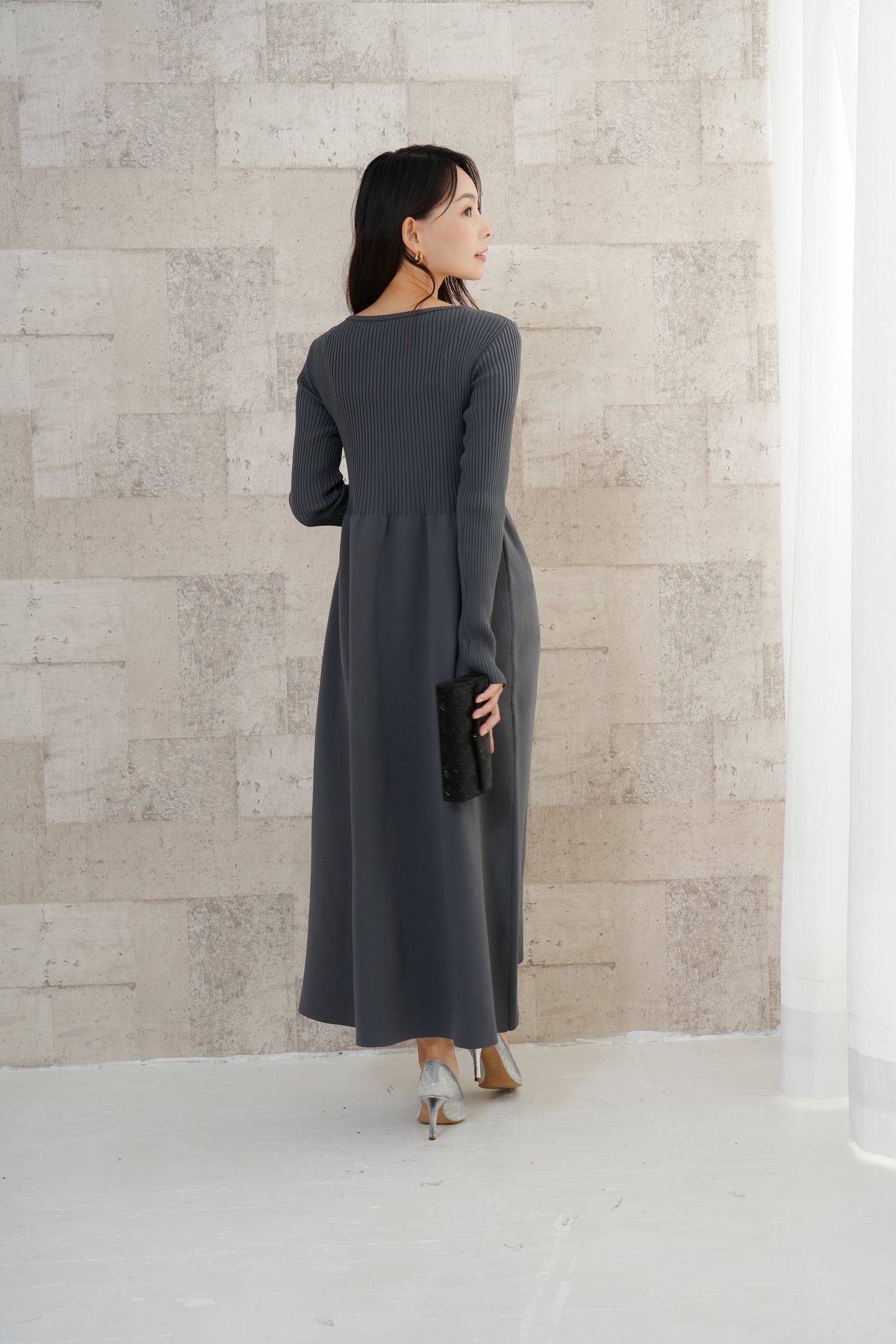 <20%OFF>リブニットワンピース