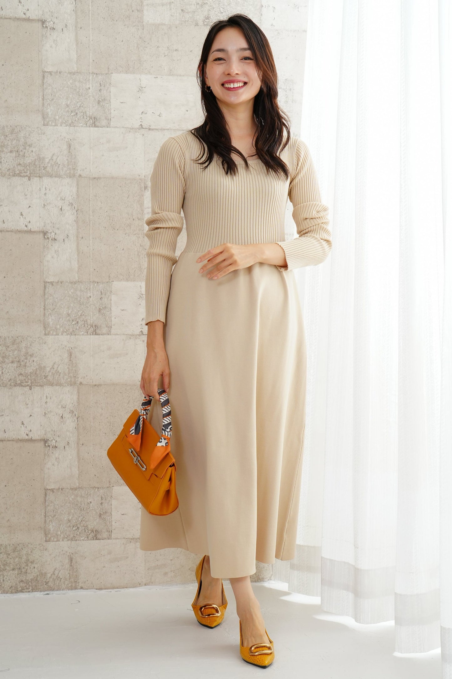 <20%OFF>リブニットワンピース