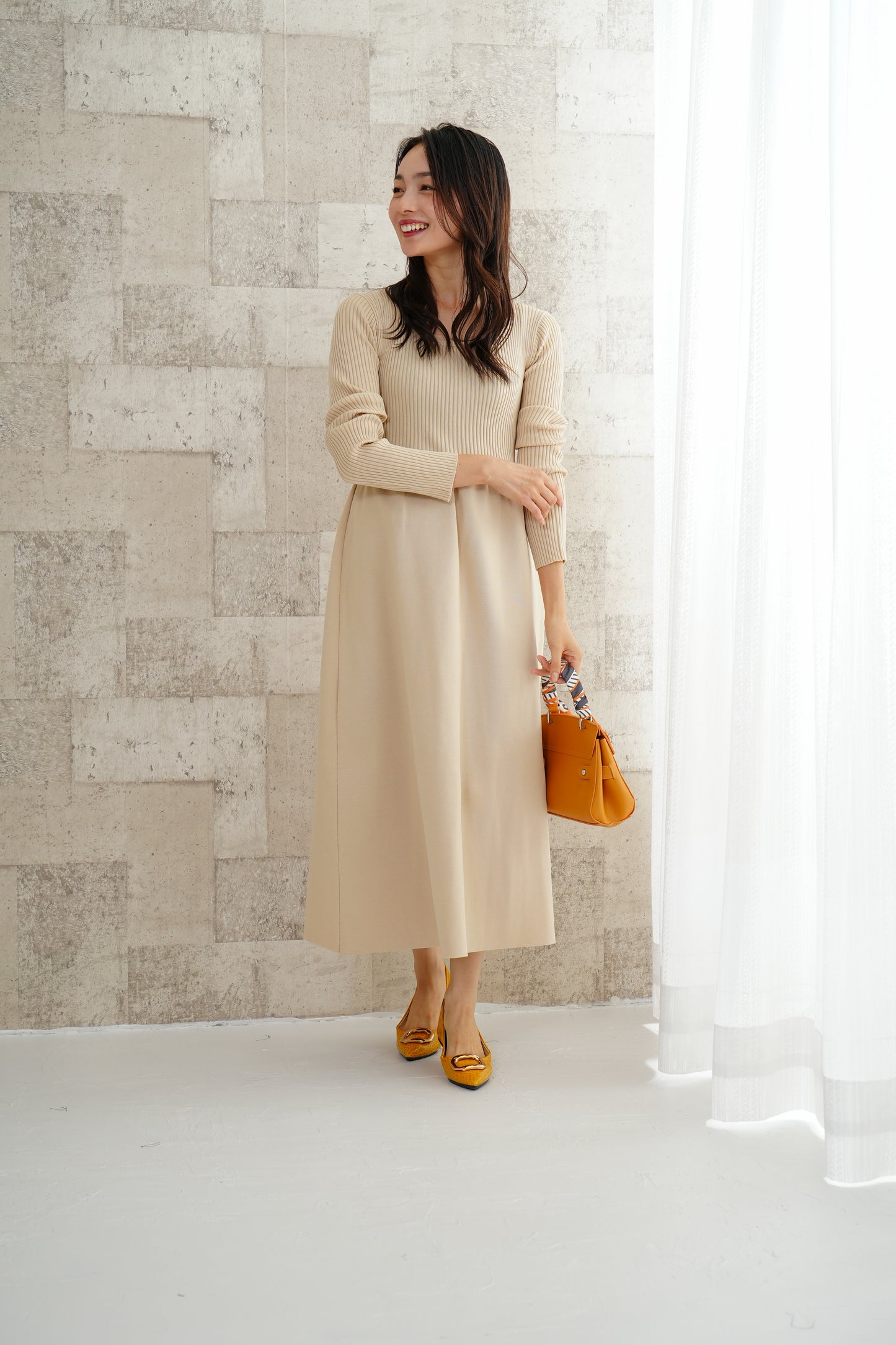 <20%OFF>リブニットワンピース