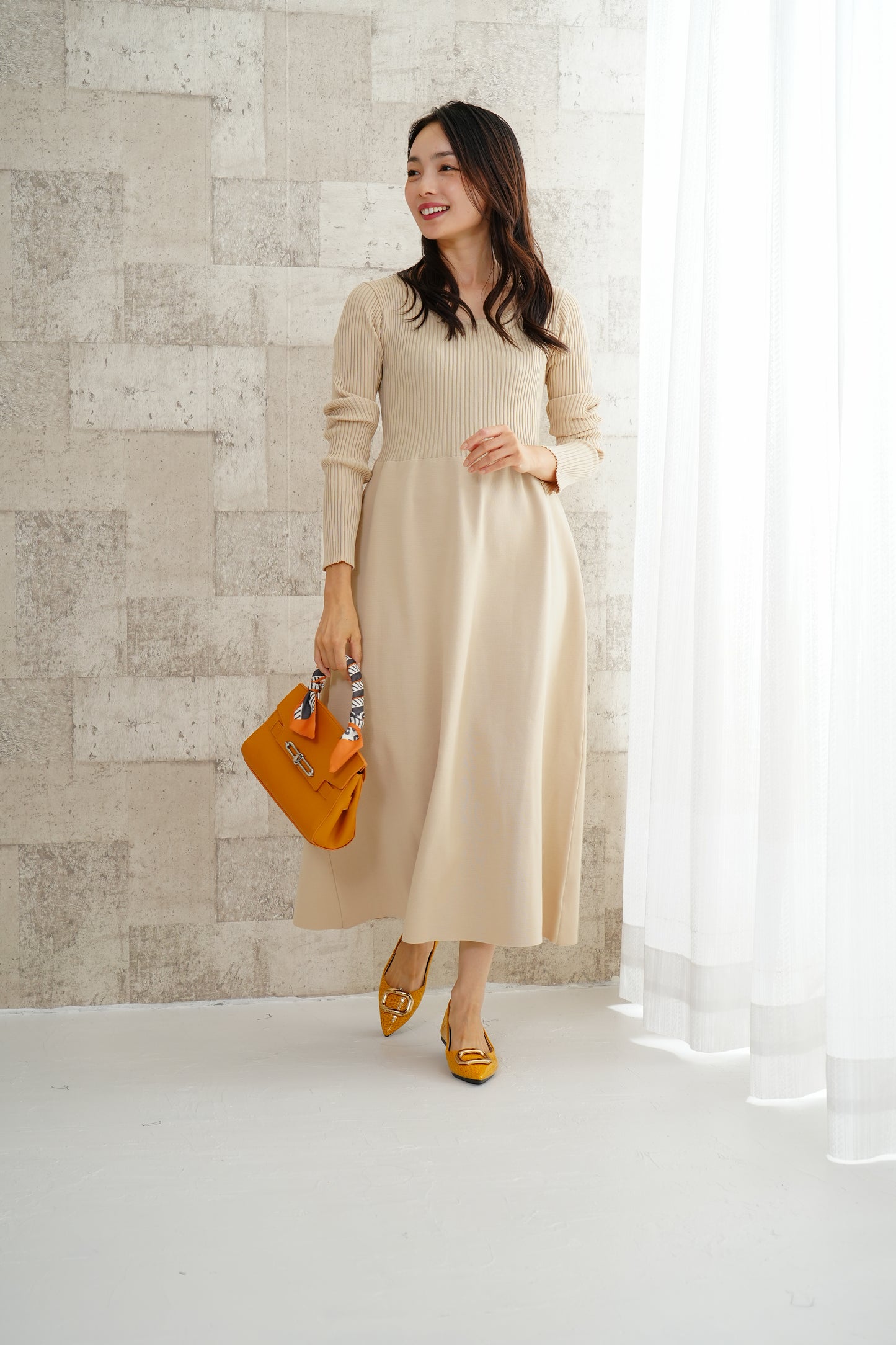 <20%OFF>リブニットワンピース