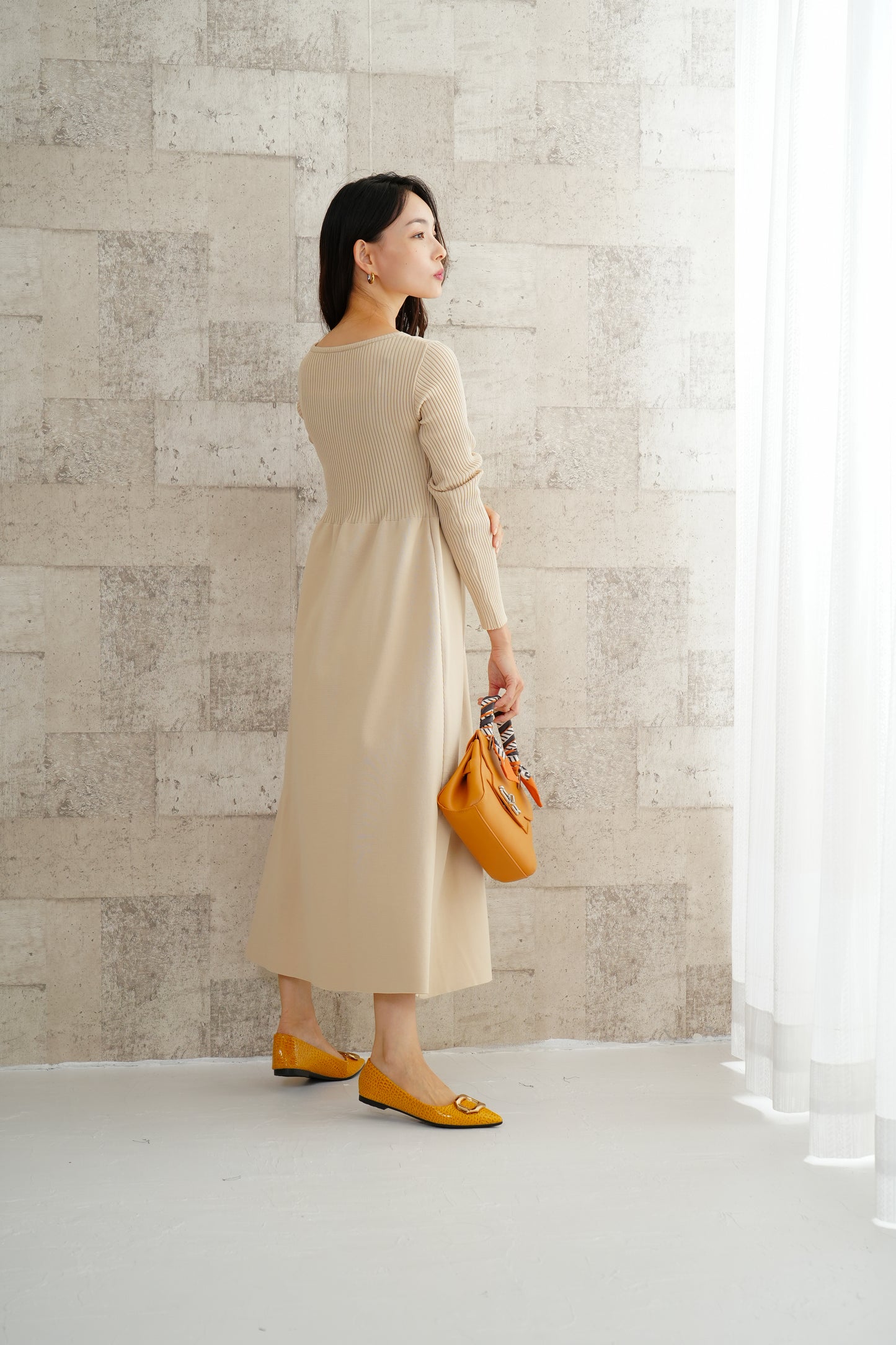 <20%OFF>リブニットワンピース