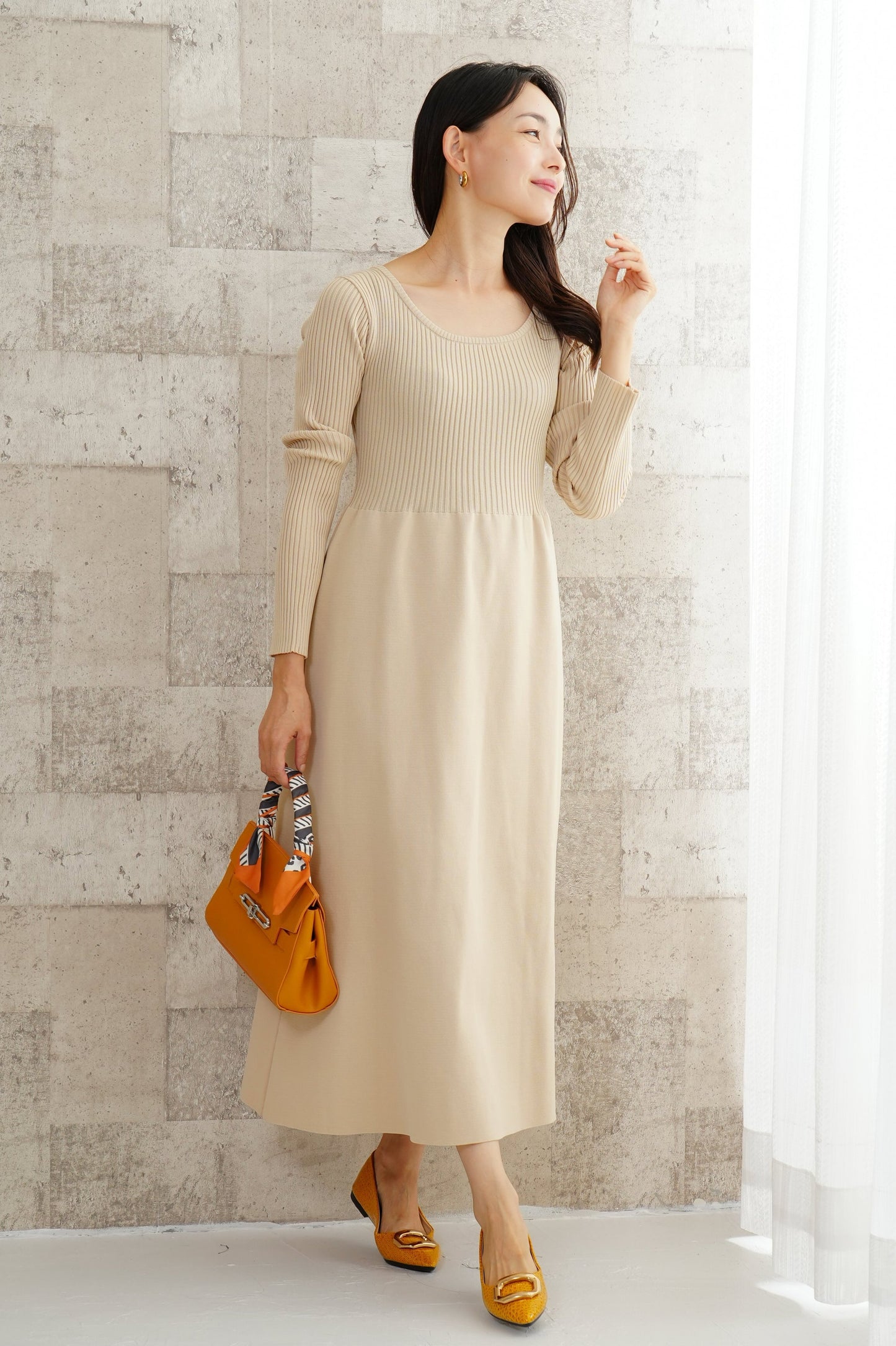 <20%OFF>リブニットワンピース