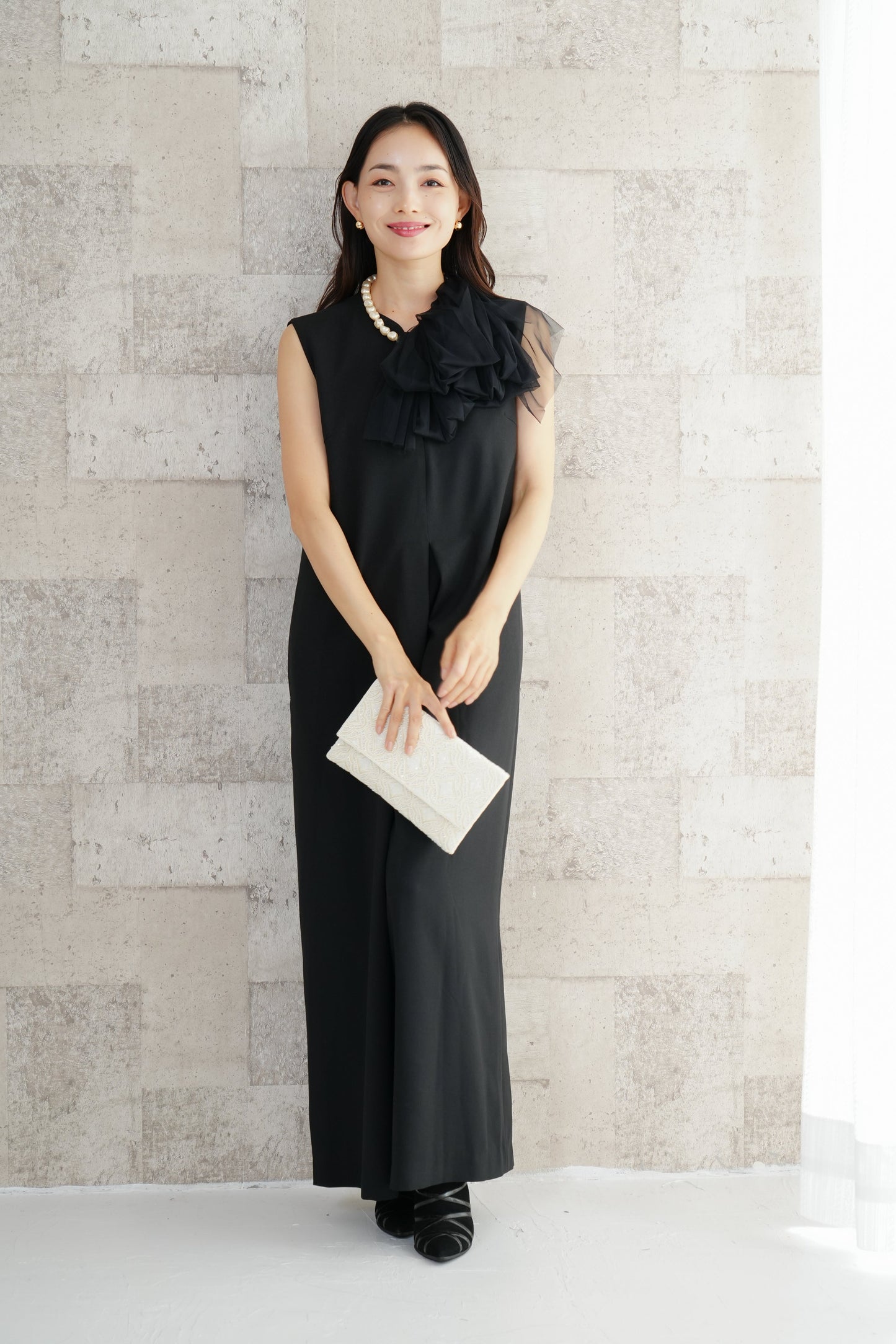 <20%OFF>ダマスク柄ハンドシシュウビーズクラッチ