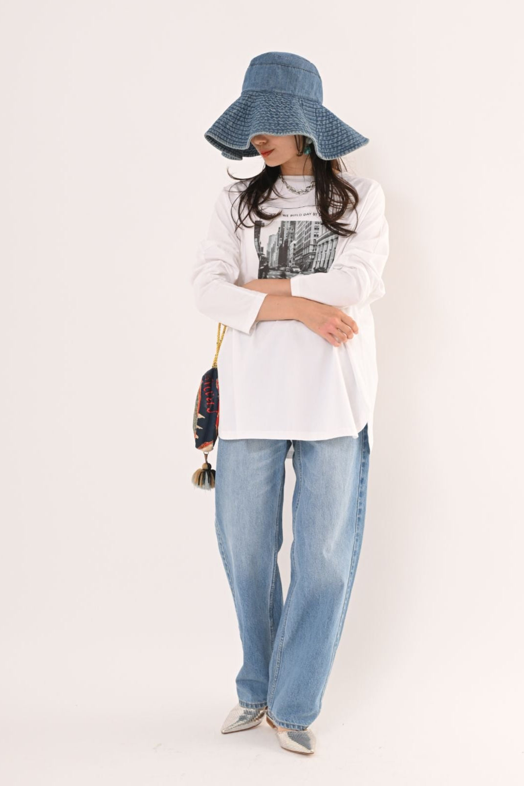 2WAYビルプリントTシャツ