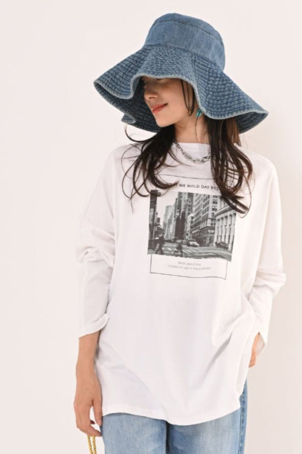 2WAYビルプリントTシャツ